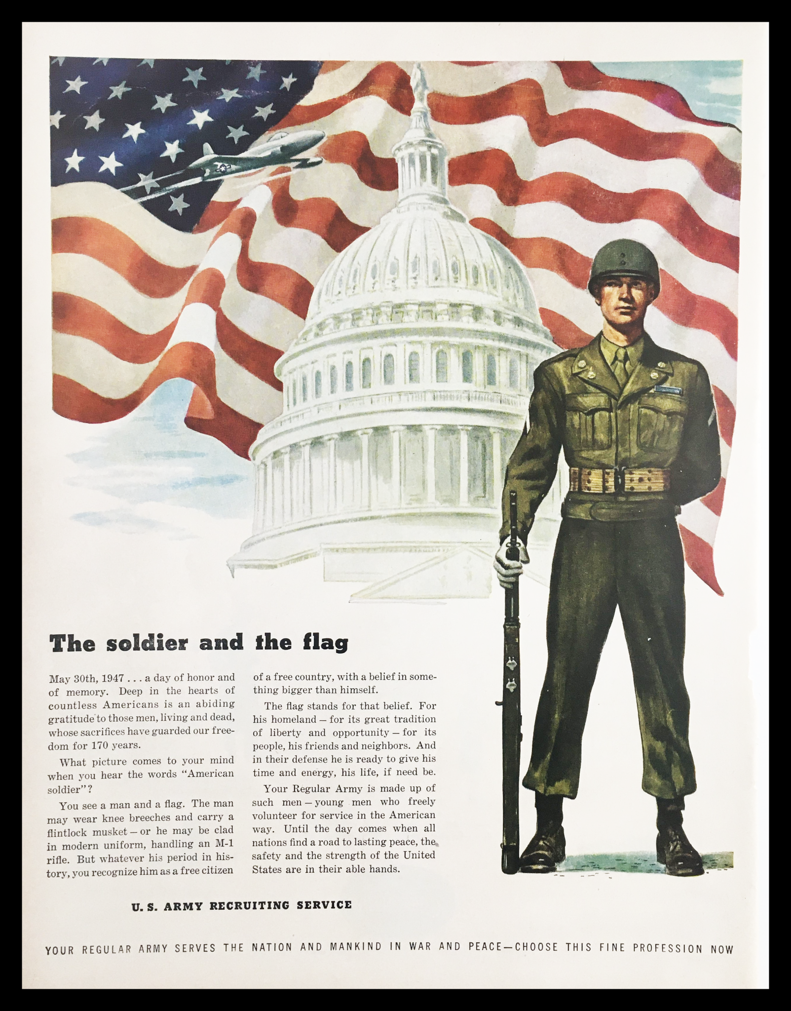 1947 U.S. Army Recruiting Service Vintage Print Ad