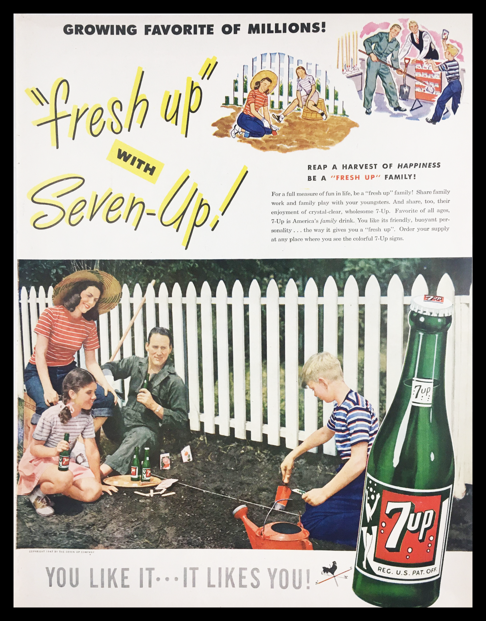 1947 Fresh Up with Seven Up Vintage Print Ad