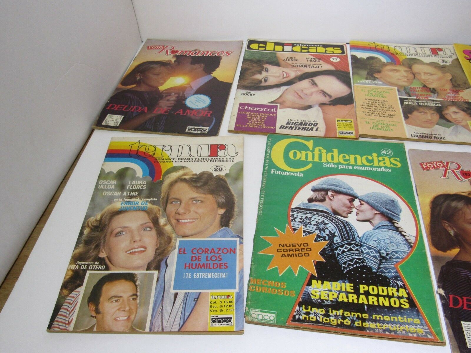 9 Vintage Spanish Magazine Lot, 1970's, 1980, Tenura, Chicas, Confidencias