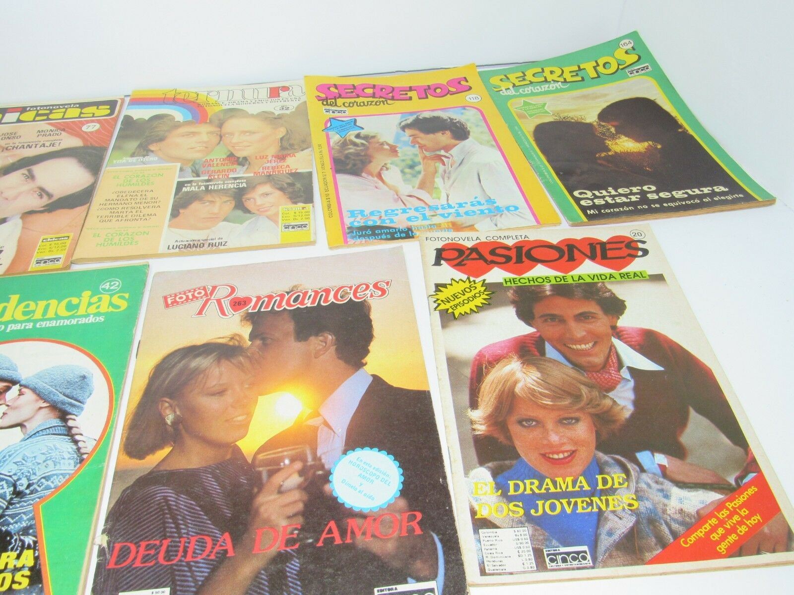 9 Vintage Spanish Magazine Lot, 1970's, 1980, Tenura, Chicas, Confidencias