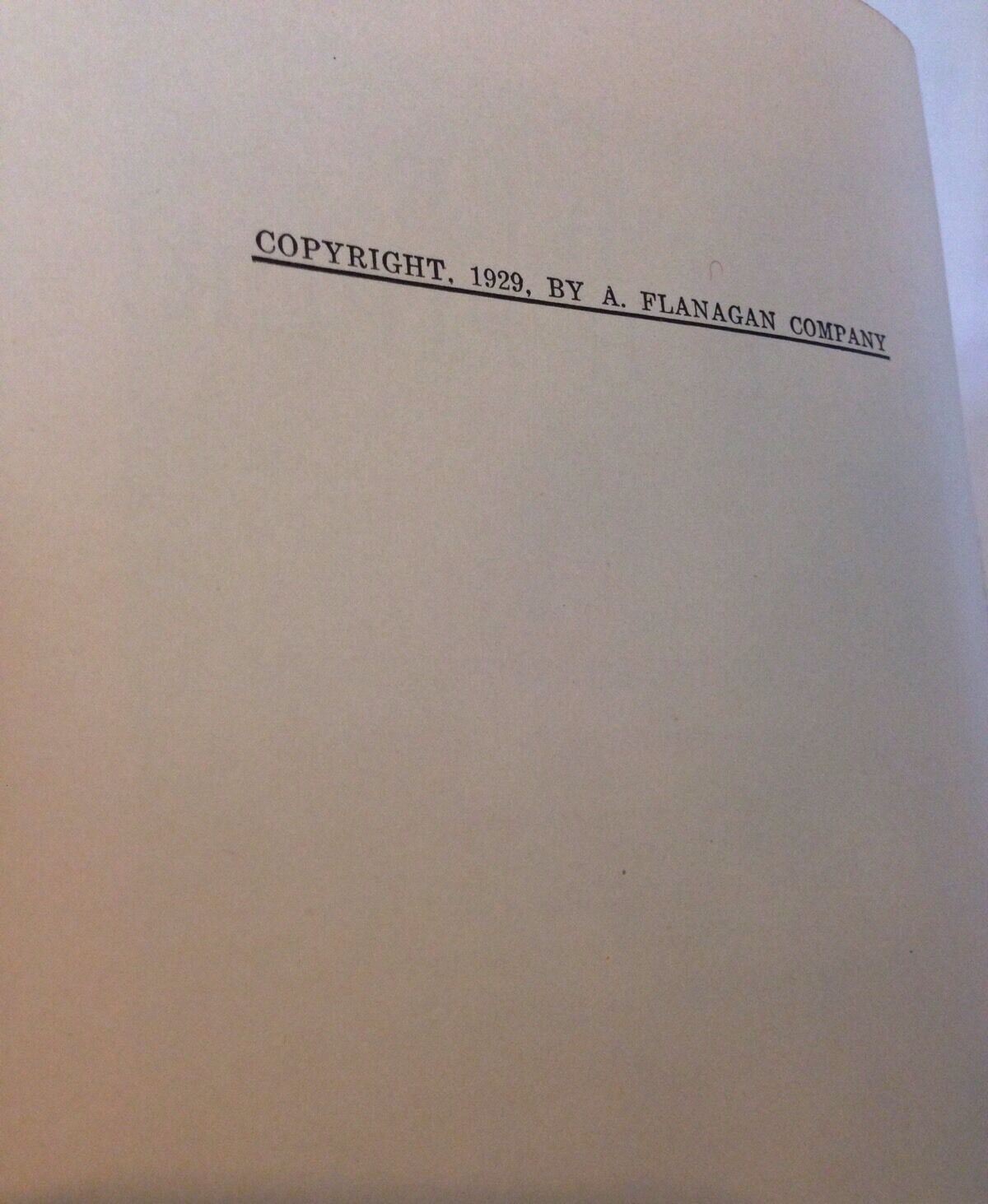 Copyright page of The Wee Scotch Piper Book by Madeline Brandeis, indicating copyright date 1929 by A. Flanagan Company.