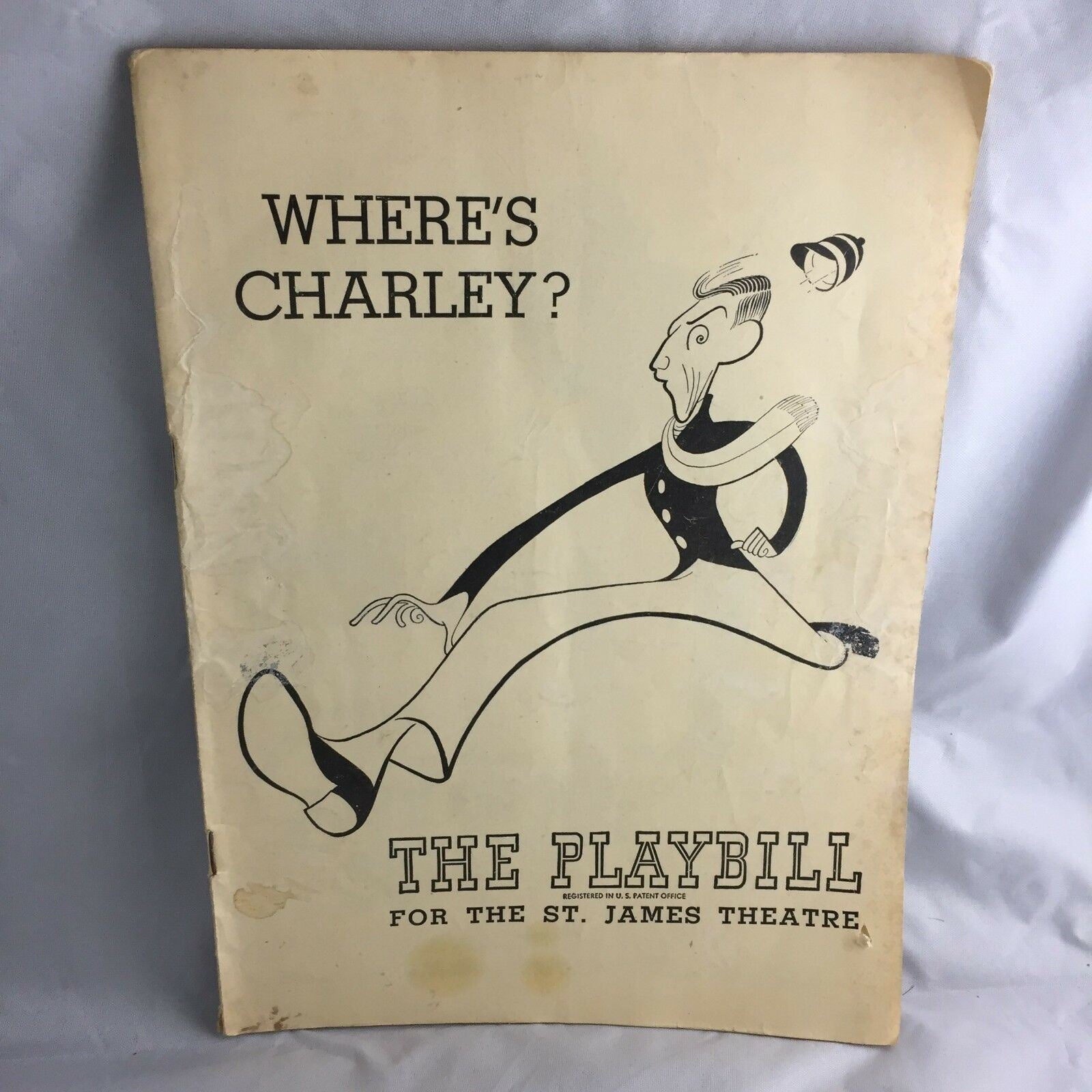 Front cover of the Vintage June 1949 Broadway Theatre Playbill 'Where's Charley?' with artwork and title prominently featured.