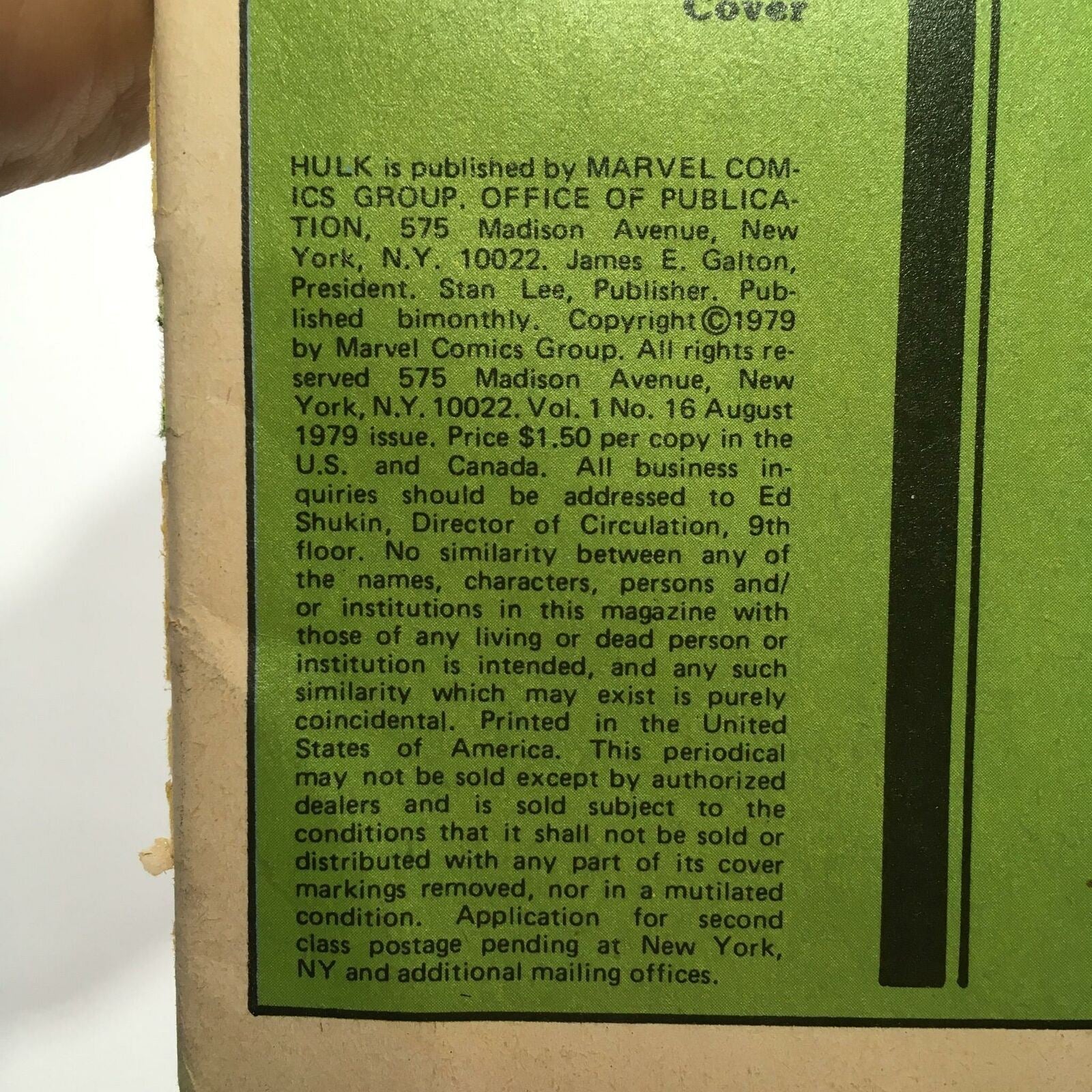 Vintage Stan Lee Presents: The Hulk! Volume 1 No. 16 August 1979
