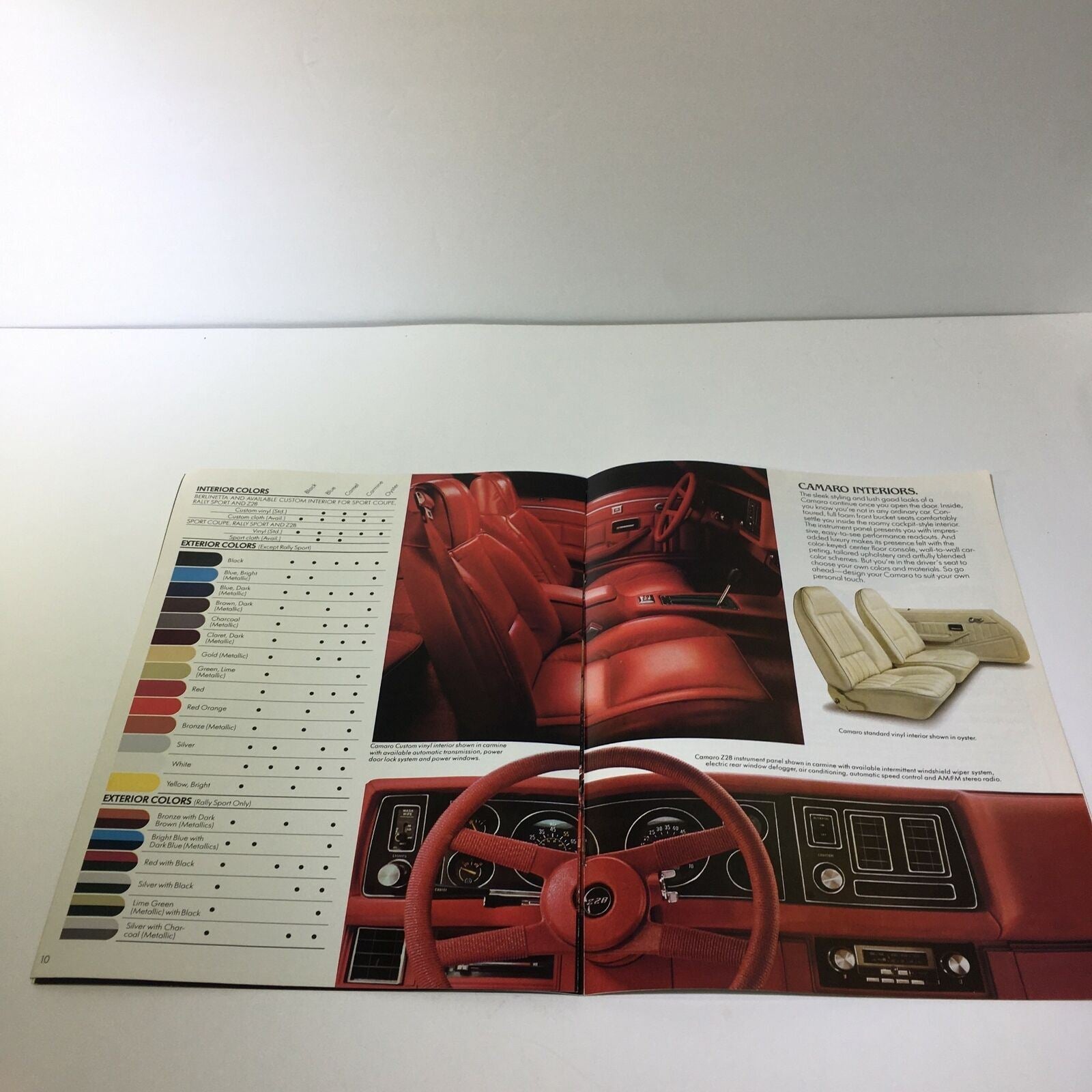 1980 Chevrolet Camaro 3.8 Liter V-6 Engine Z28 Panel Car Sale Brochure