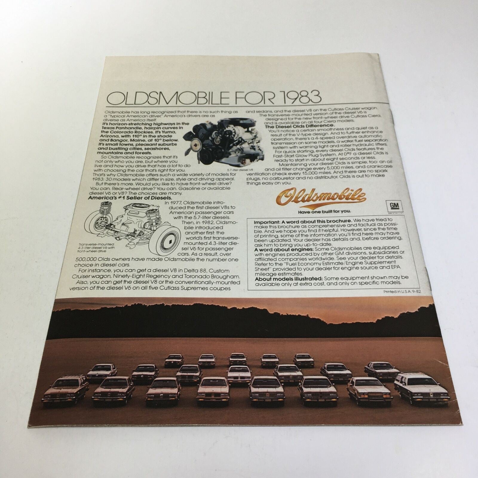 1983 Oldsmobile Firenza "S" Coupe and 4-Door Sedan 4.3 L V-6 Engine Car Brochure