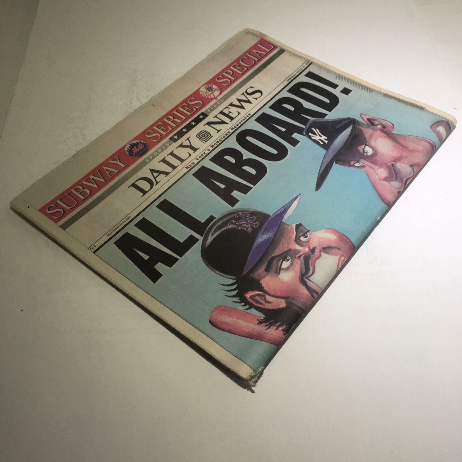 Flat view of the NY Daily News: Oct 18 2000 All Aboard! displaying the full front page artwork and headlines.