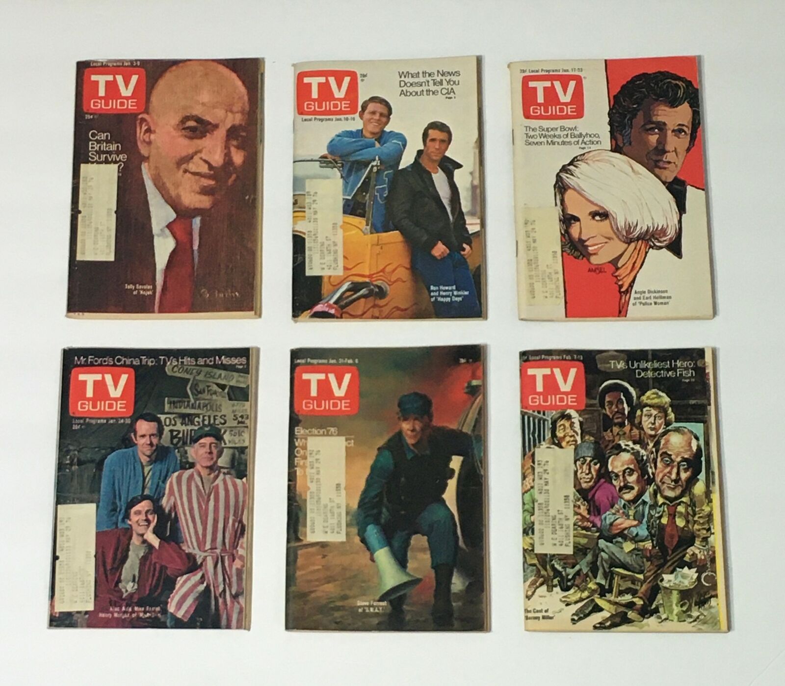 Complete 1976 collection of TV Guide Magazines, featuring all 52 weekly issues and a special Fall Preview issue.