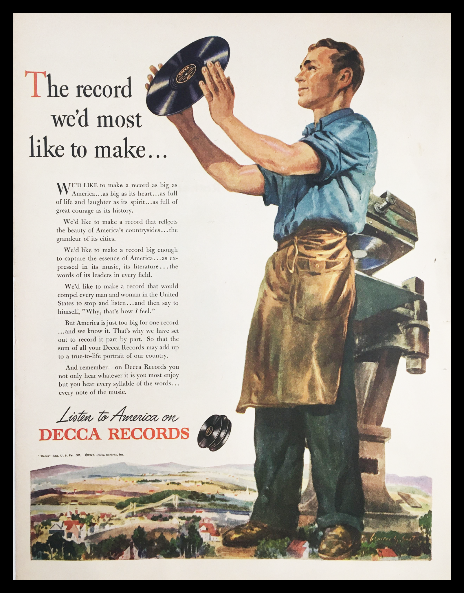 1947 Make Record with Decca Records Vintage Print Ad