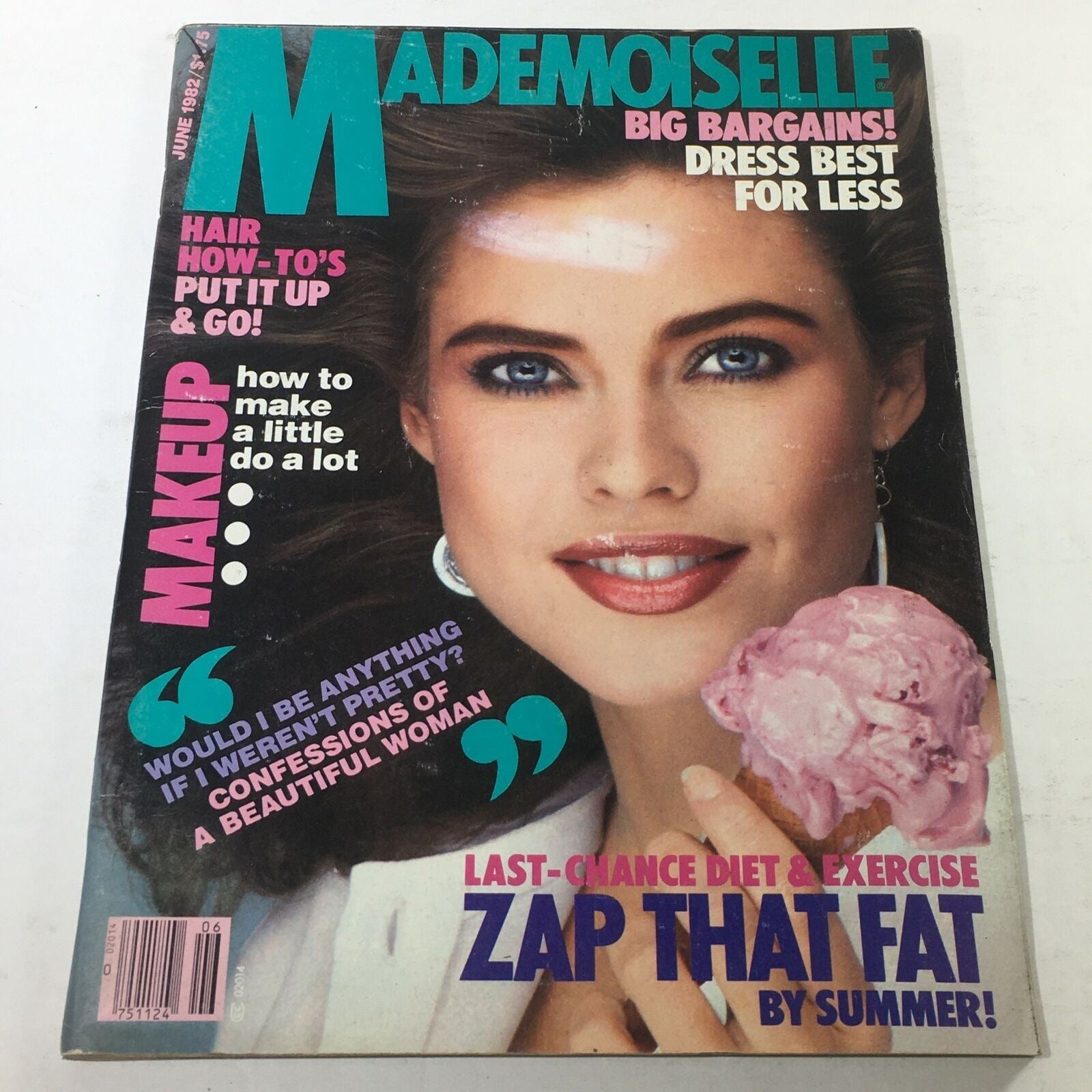 Cover of Vintage Mademoiselle Magazine from June 1982 featuring iconic 1980s fashion and beauty tips.