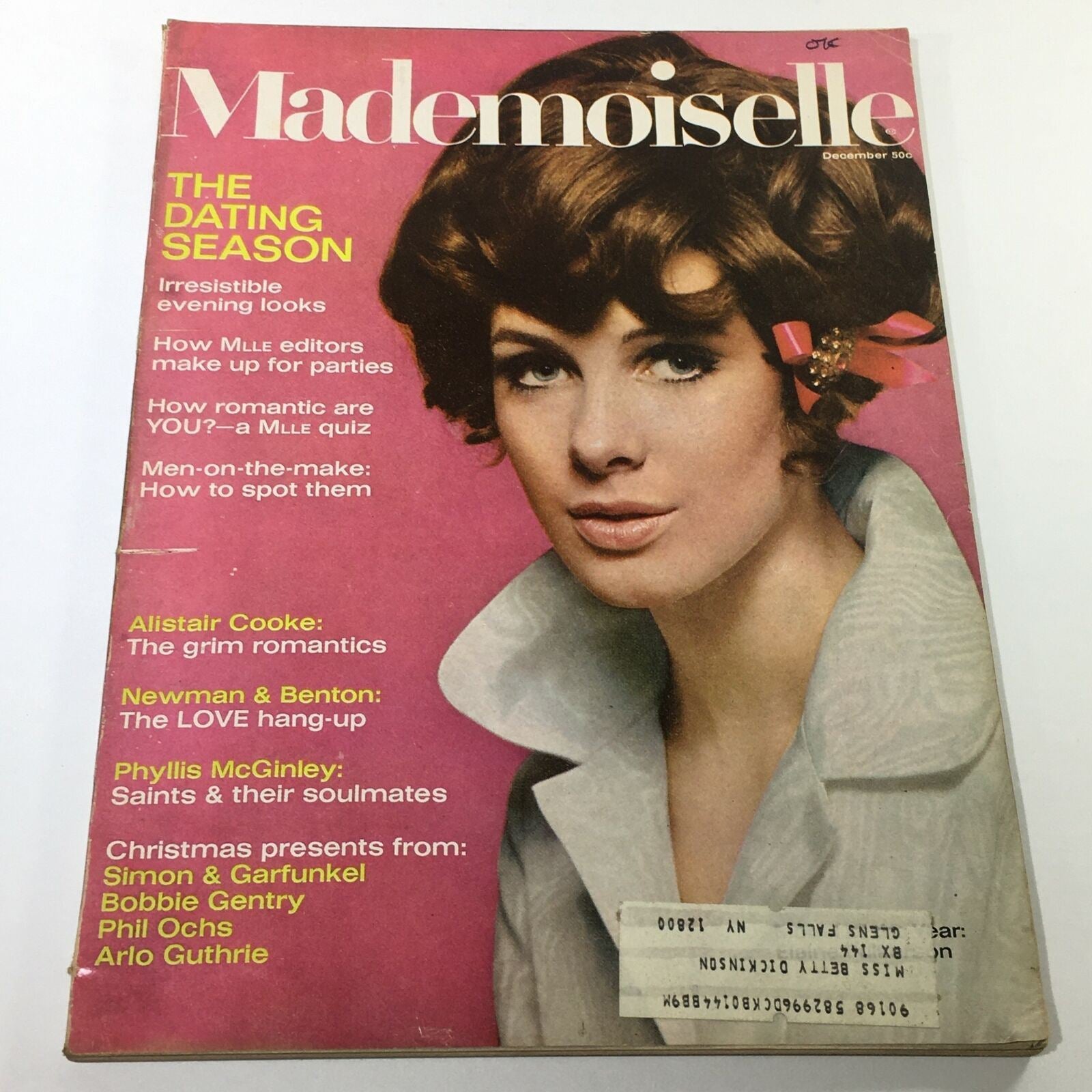 VTG Mademoiselle Magazine: December 1967 - Beautiful Model Cover