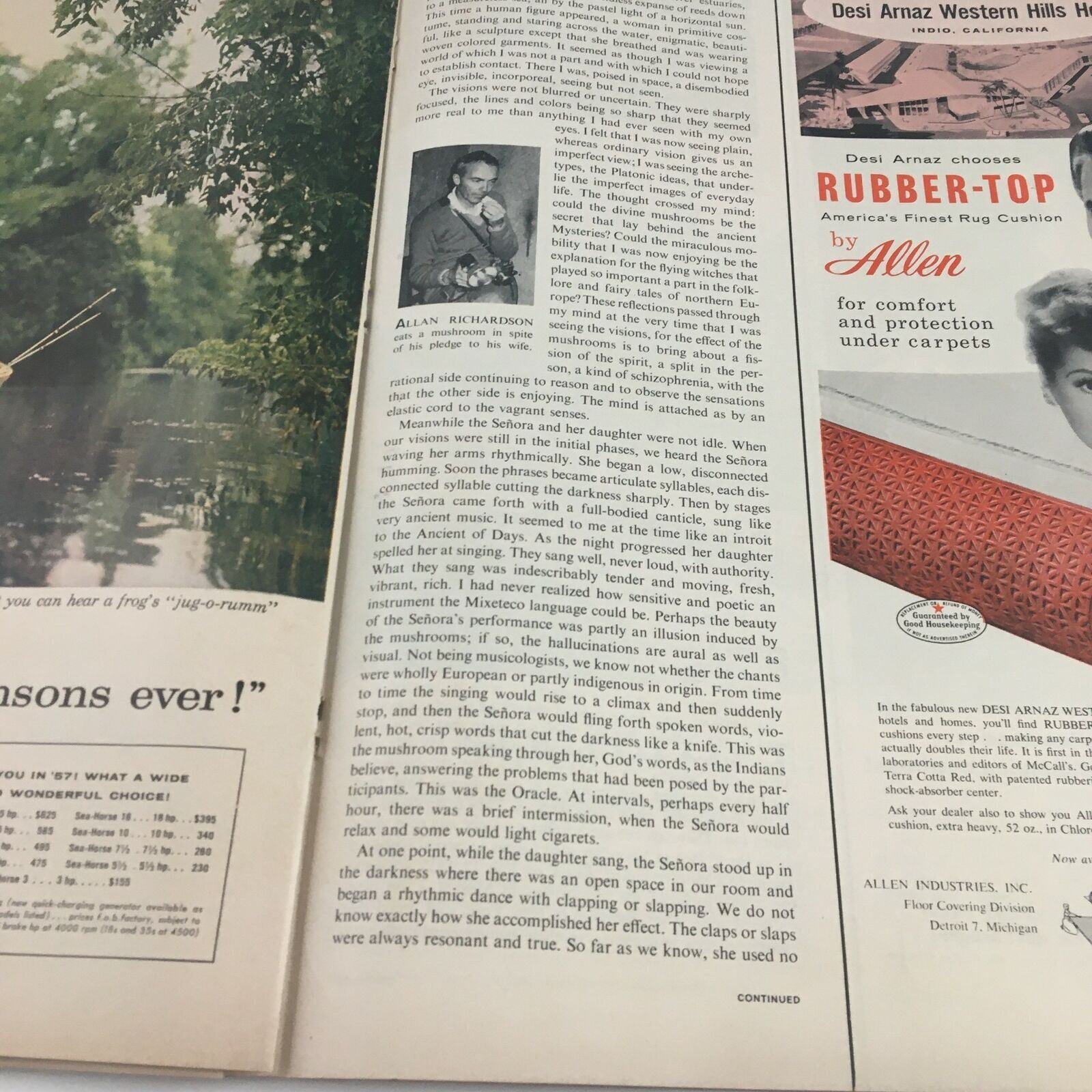Page from VTG Life Magazine May 13, 1957, discussing the experiences related to mushrooms and cultural practices.