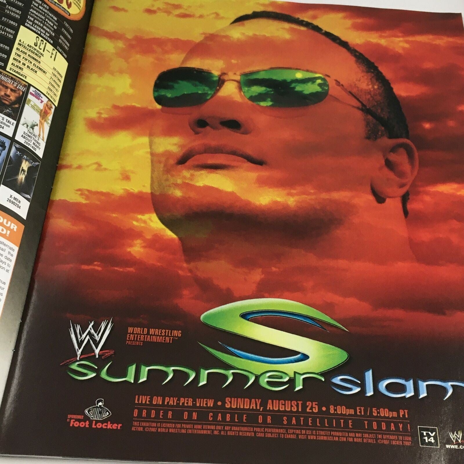 WWE Summer Slam Magazine September 2002 The Rock vs Brock Lesnar, No Label