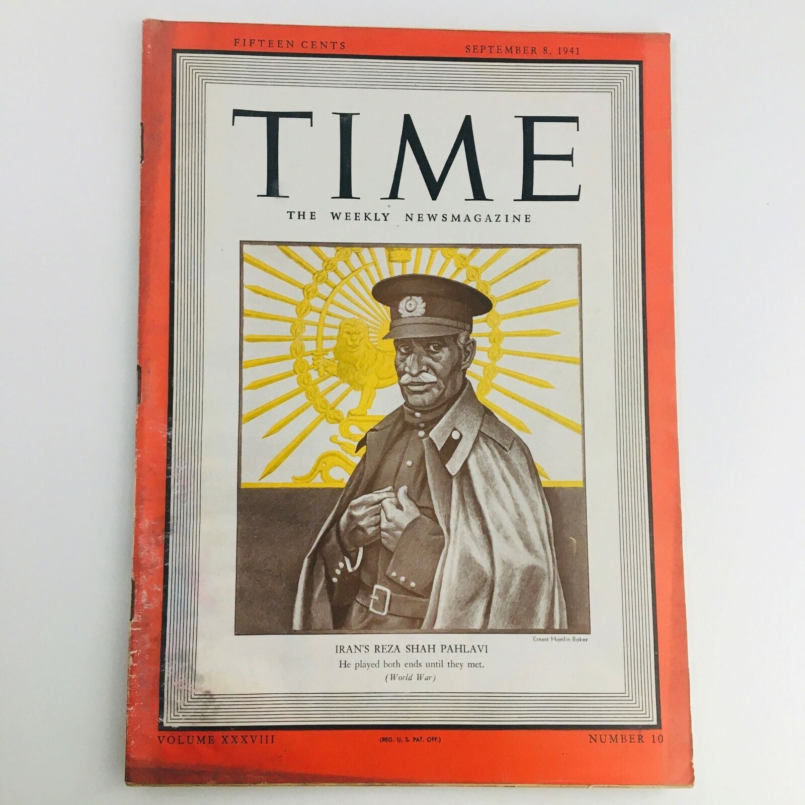 Time Magazine September 8 1941 Vol 38 #10 Iranian Monarch Reza Shah Pahlavi