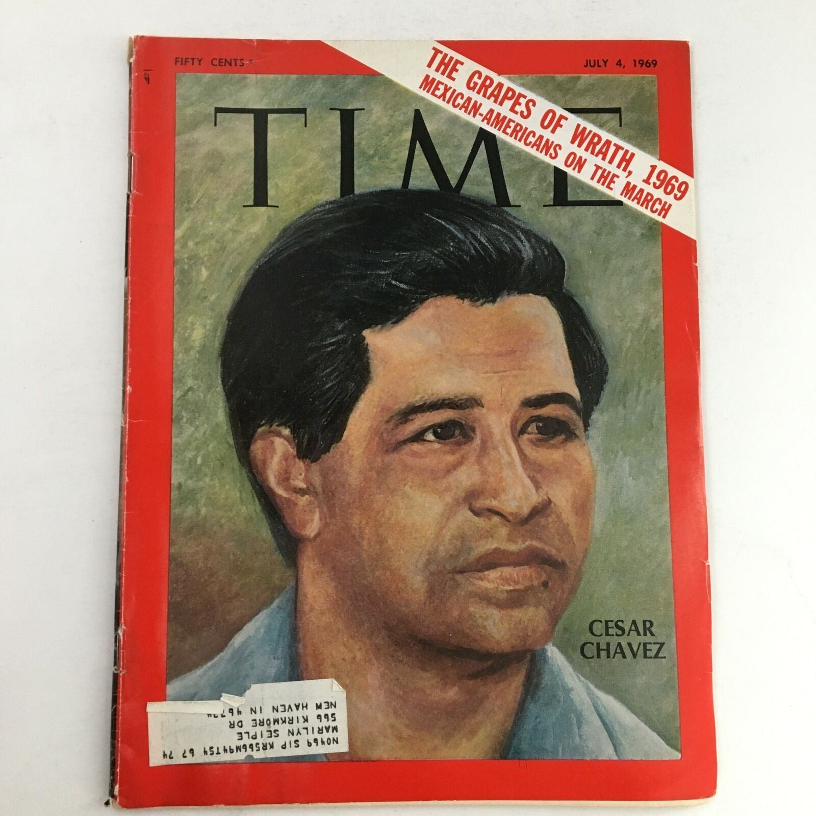 Cover of Time Magazine dated July 4, 1969, featuring Cesar Chavez with a headline about the Grapes of Wrath and the struggles of Mexican-Americans.