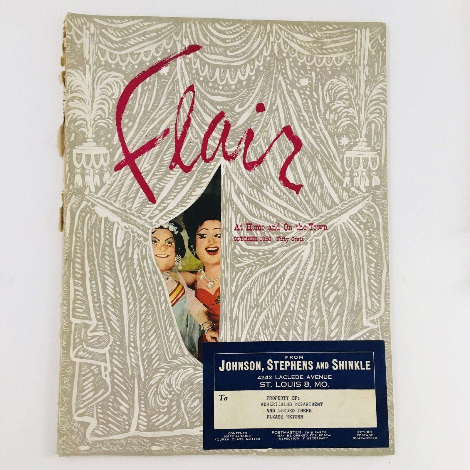 VTG Flair Magazine October 1950 Vol. 1 No. 9 At Home and On The Town No Label
