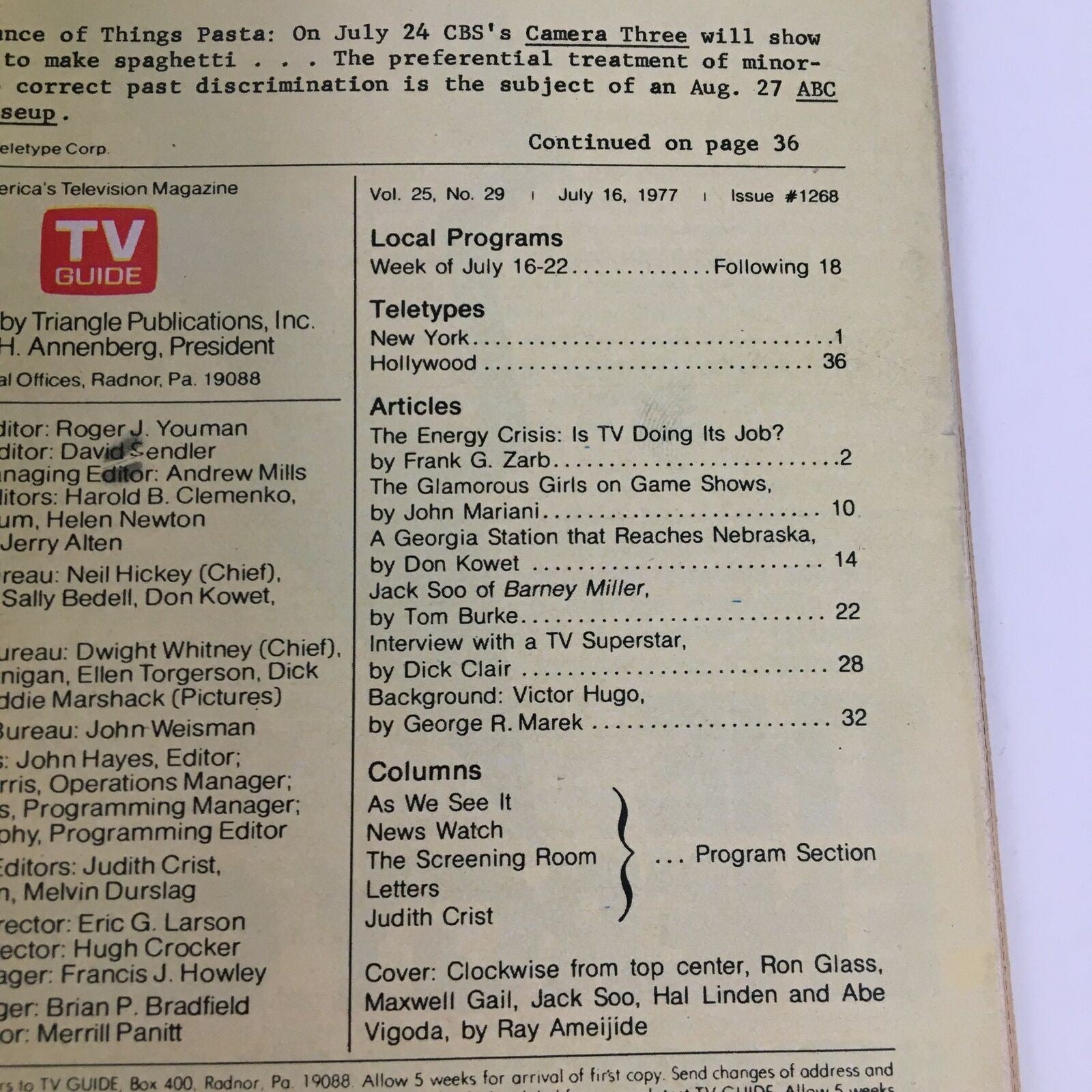 TV Guide Magazine July 16 1977 The Cast of Barney Miller L.A. Edition