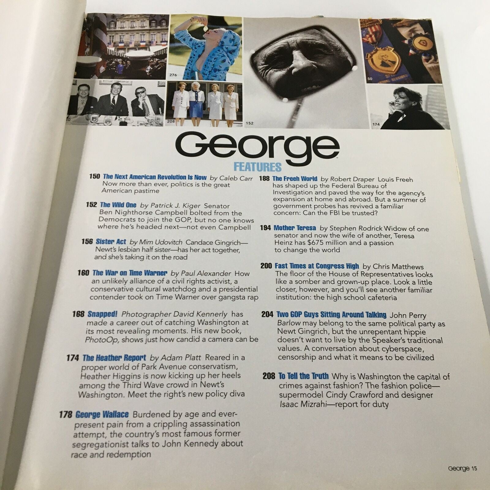 George Magazine October 1995 John Kennedy Talks to George Wallace Cindy Crawford