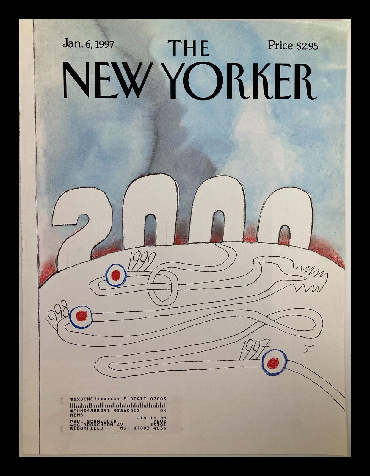 COVER ONLY The New Yorker January 6 1997 Another Year 2000 by Saul Steinberg