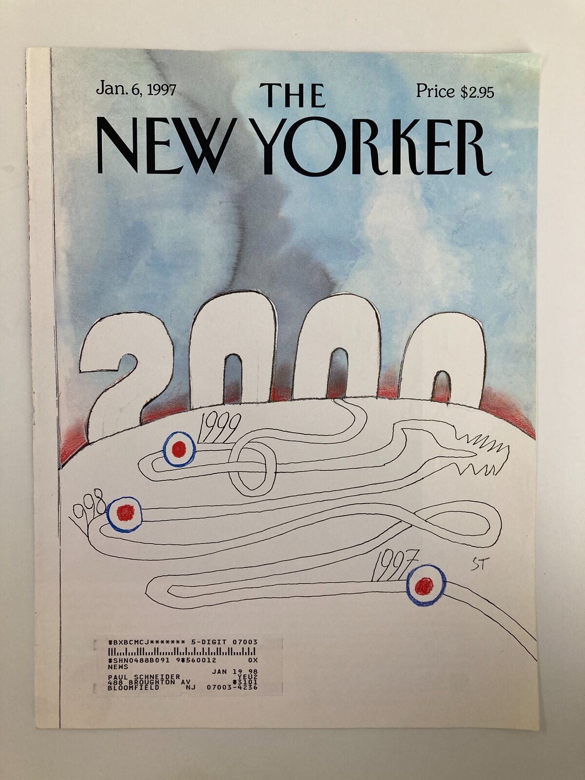 COVER ONLY The New Yorker January 6 1997 Another Year 2000 by Saul Steinberg