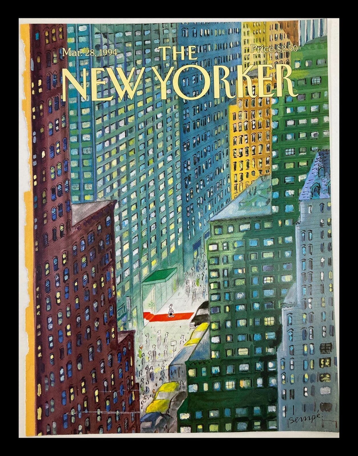 COVER ONLY The New Yorker March 28 1994 Concrete Jungle by Jean-Jacques Sempe