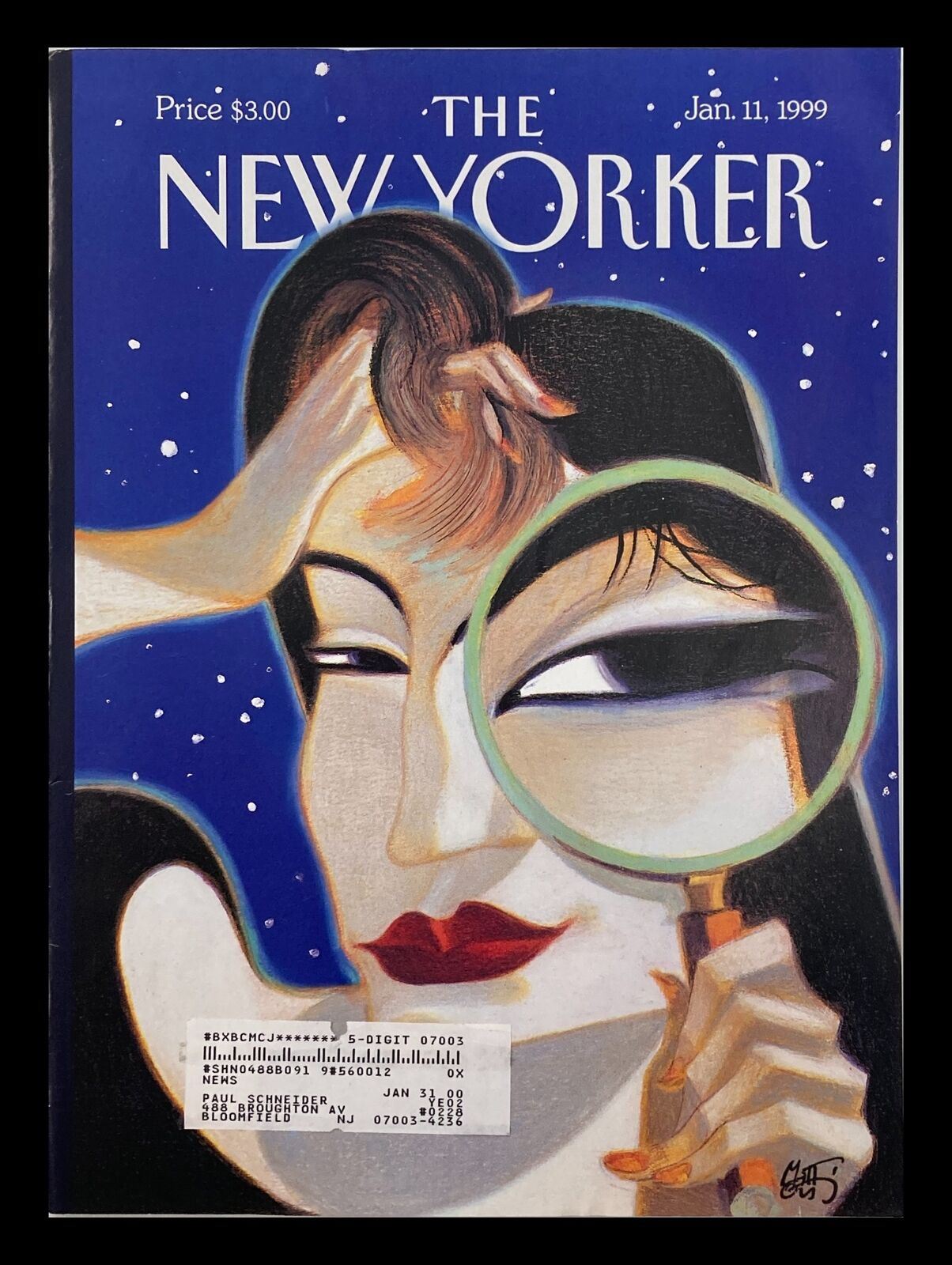 COVER ONLY The New Yorker January 11 1999 Spyglass by Lorenzo Mattotti