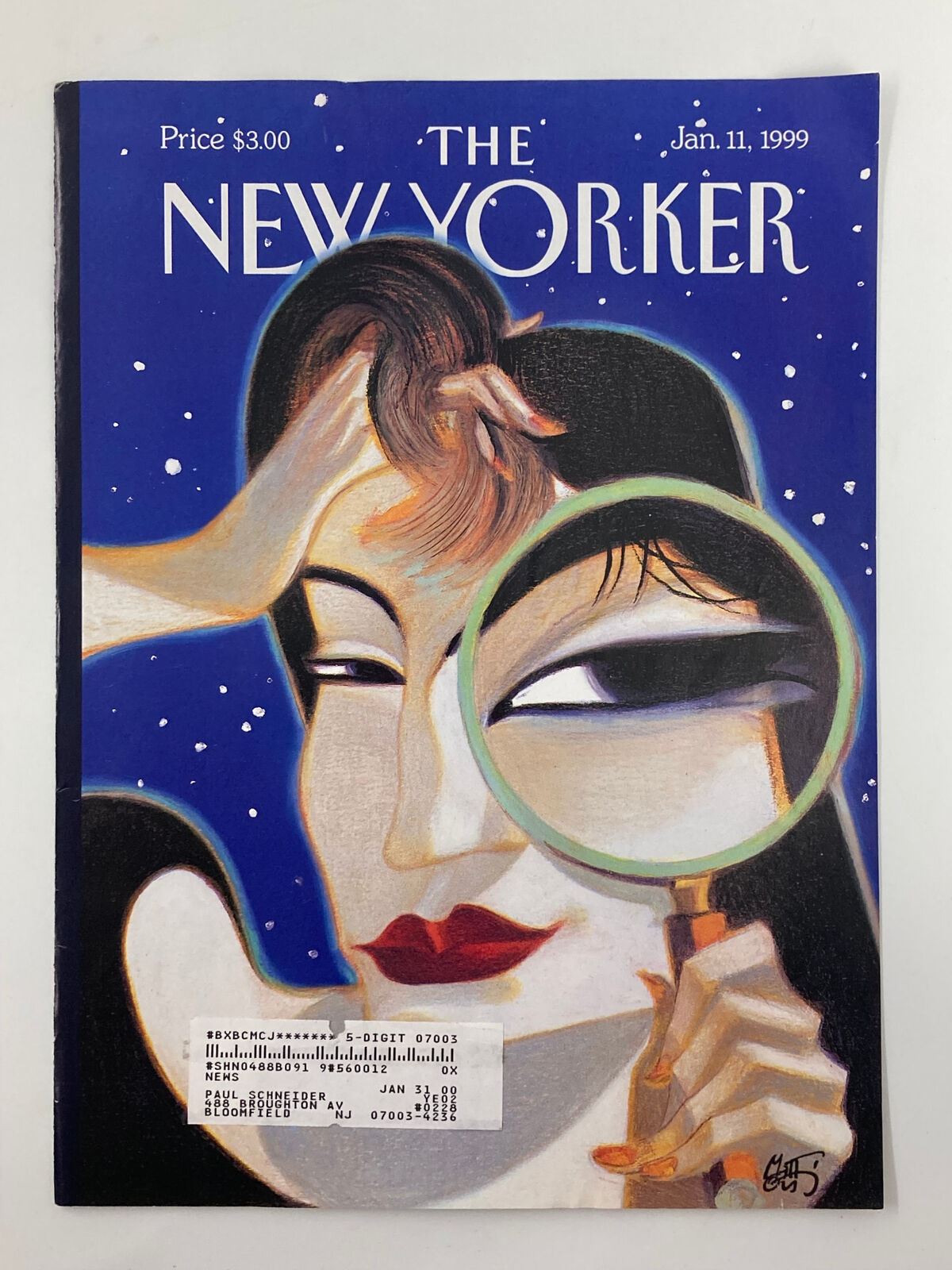 COVER ONLY The New Yorker January 11 1999 Spyglass by Lorenzo Mattotti