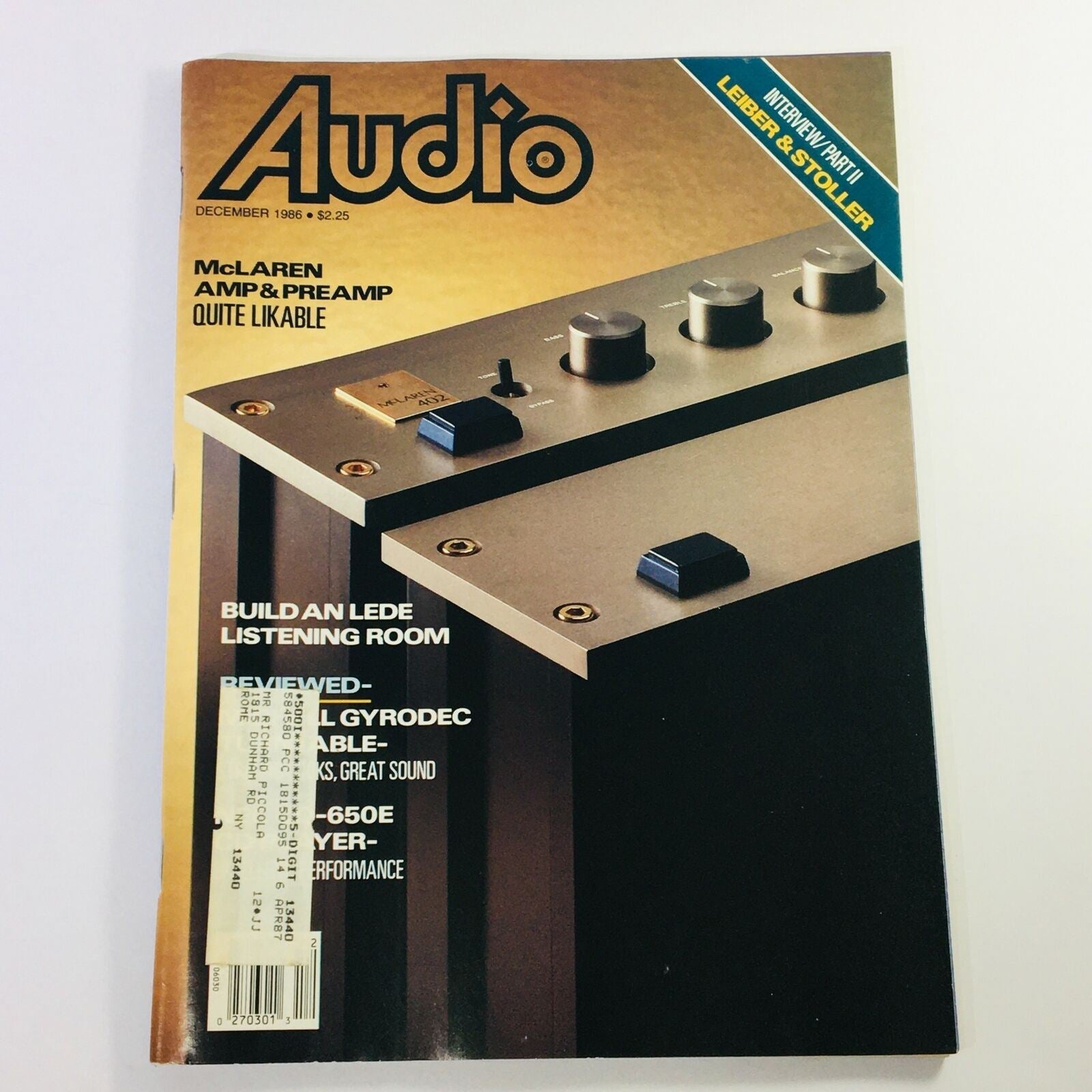 VTG Audio Magazine December 1986 - McLaren AMP & Preamp / Lieber & Stoller