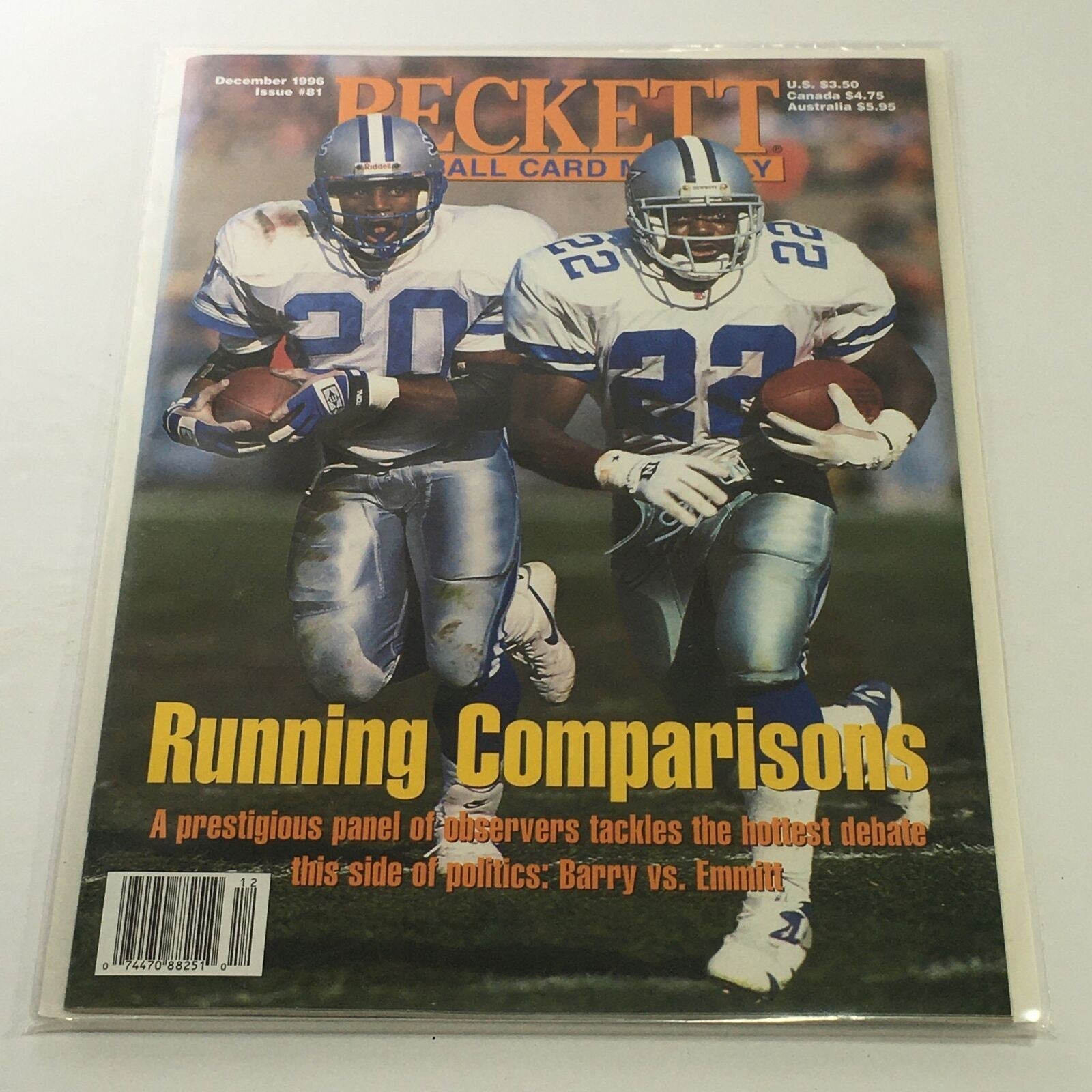 Beckett Football Card Monthly: December 1996 Issue #81 - Barry vs Emmitt