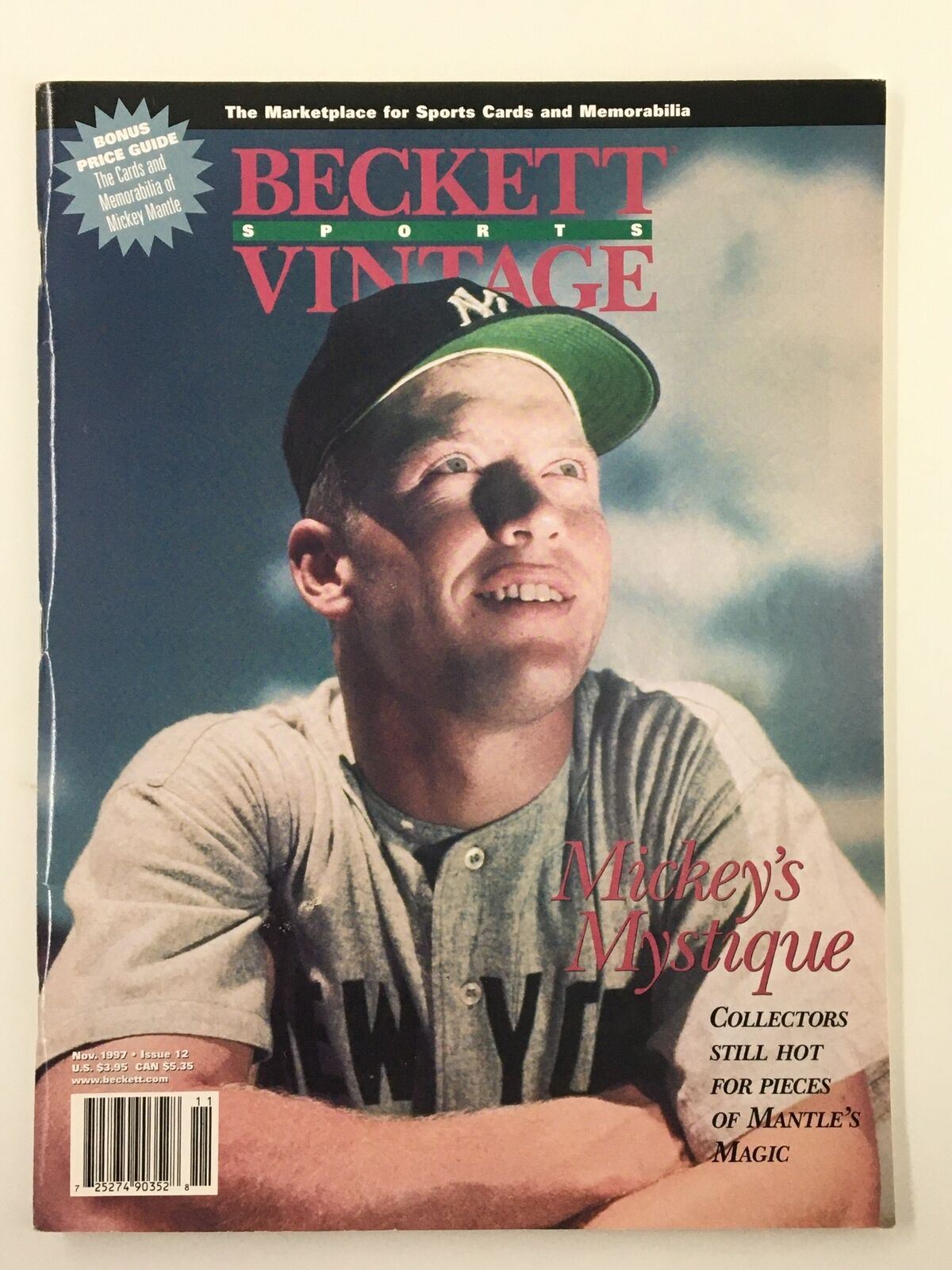 Beckett Sports Vintage November 1997 #12 Mickey Mantle No Label VG