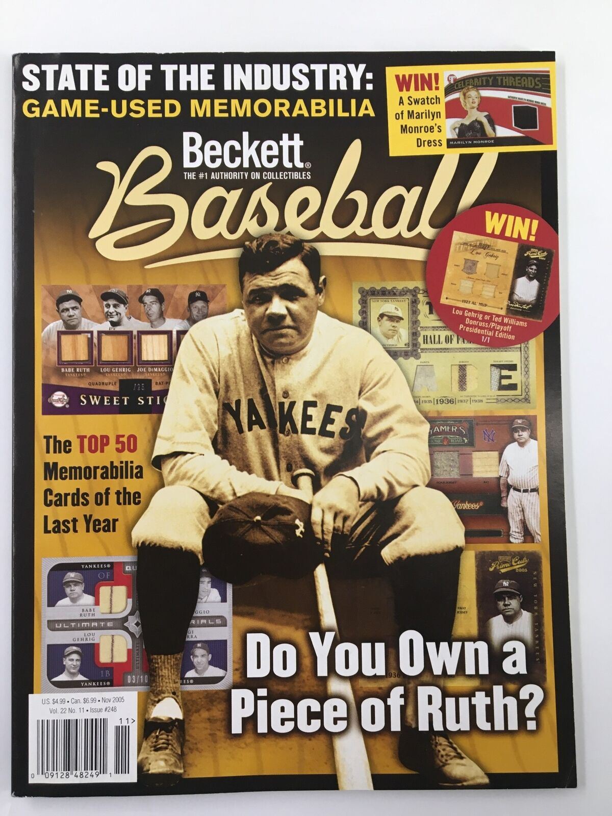 Beckett Baseball Card Monthly November 2005 #248 Babe Ruth No Label