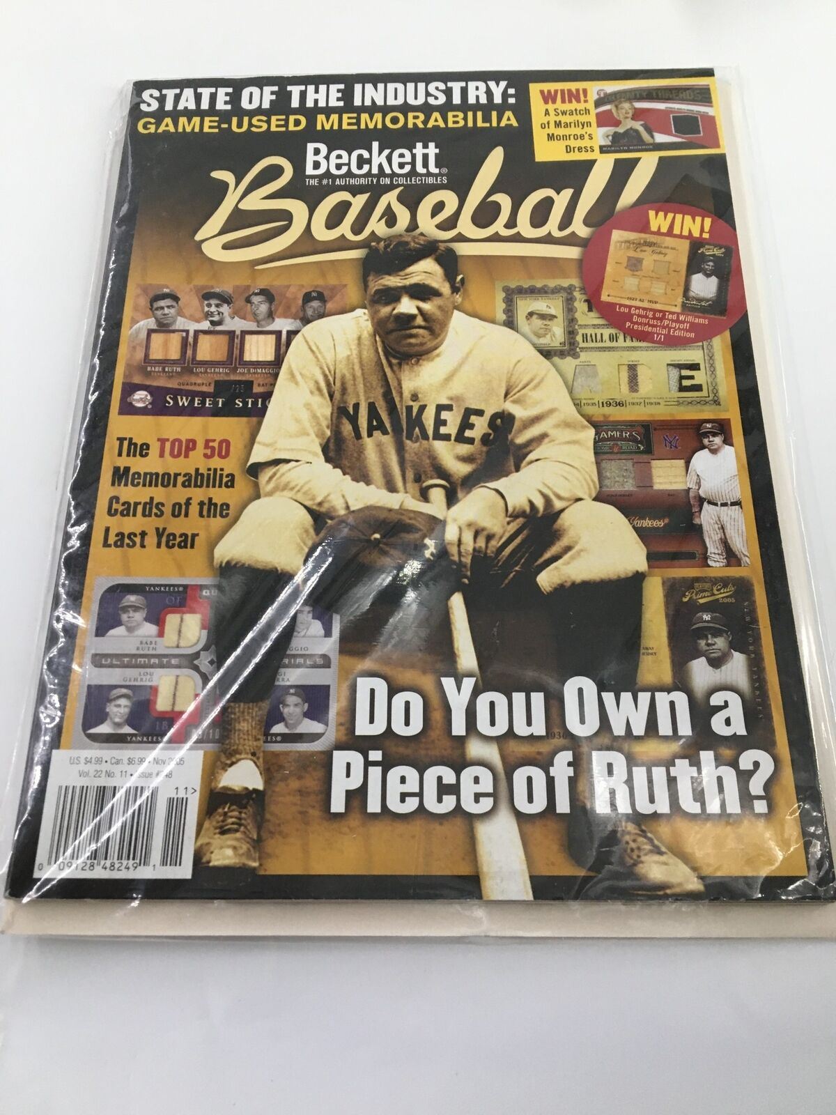 Beckett Baseball Card Monthly November 2005 #248 Babe Ruth No Label