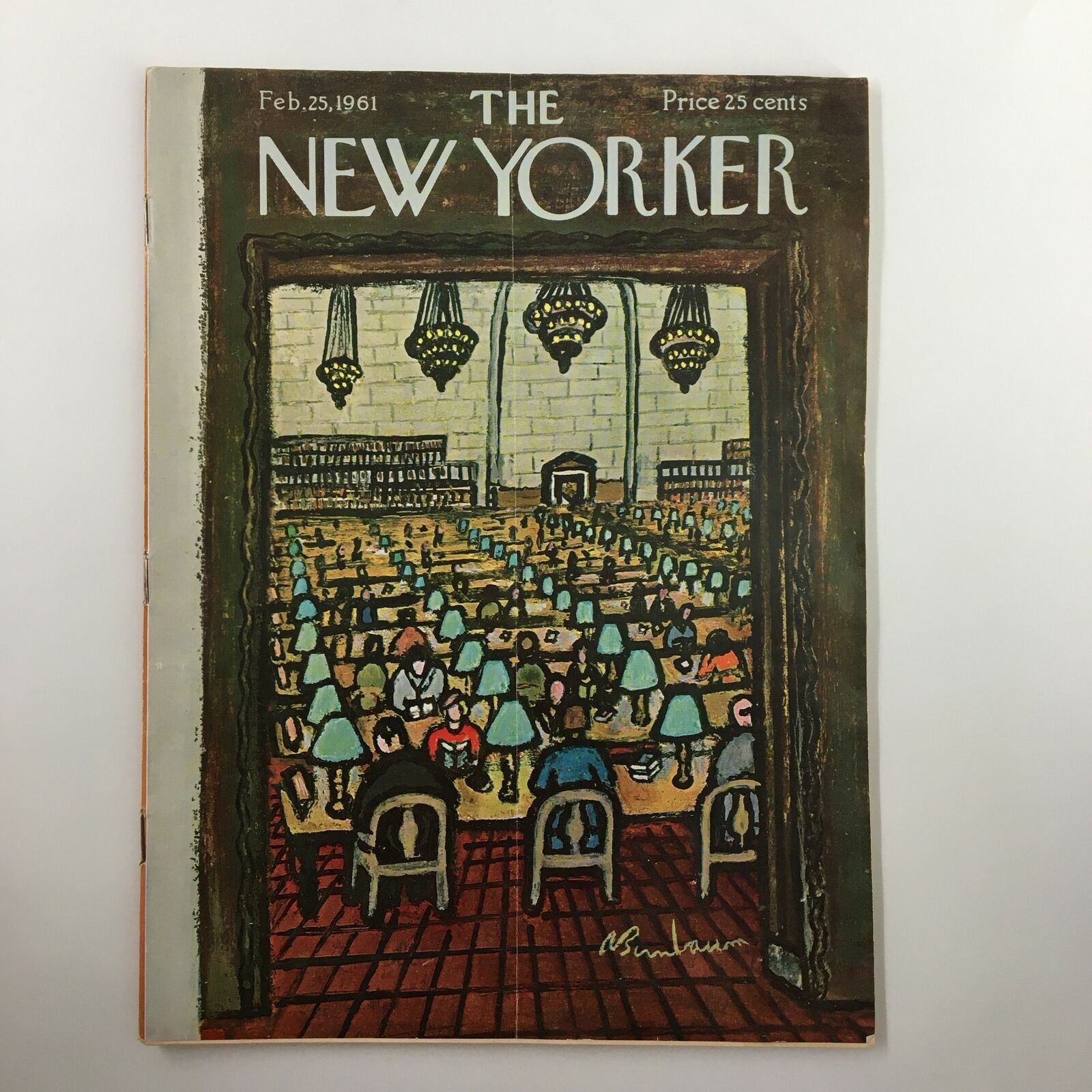 The New Yorker Full Magazine February 25 1961 The Library Cover by Abe Birnbaum