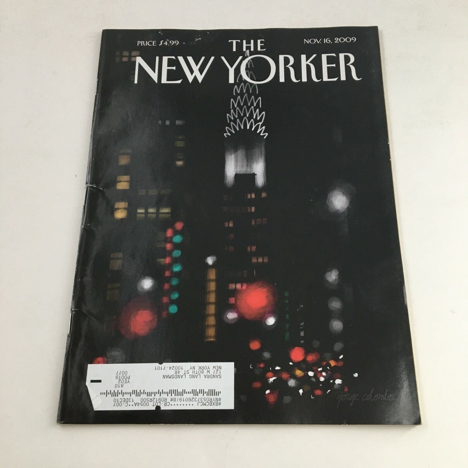 The New Yorker November 16 2009 Full Magazine Theme Cover by Jorge Colombo