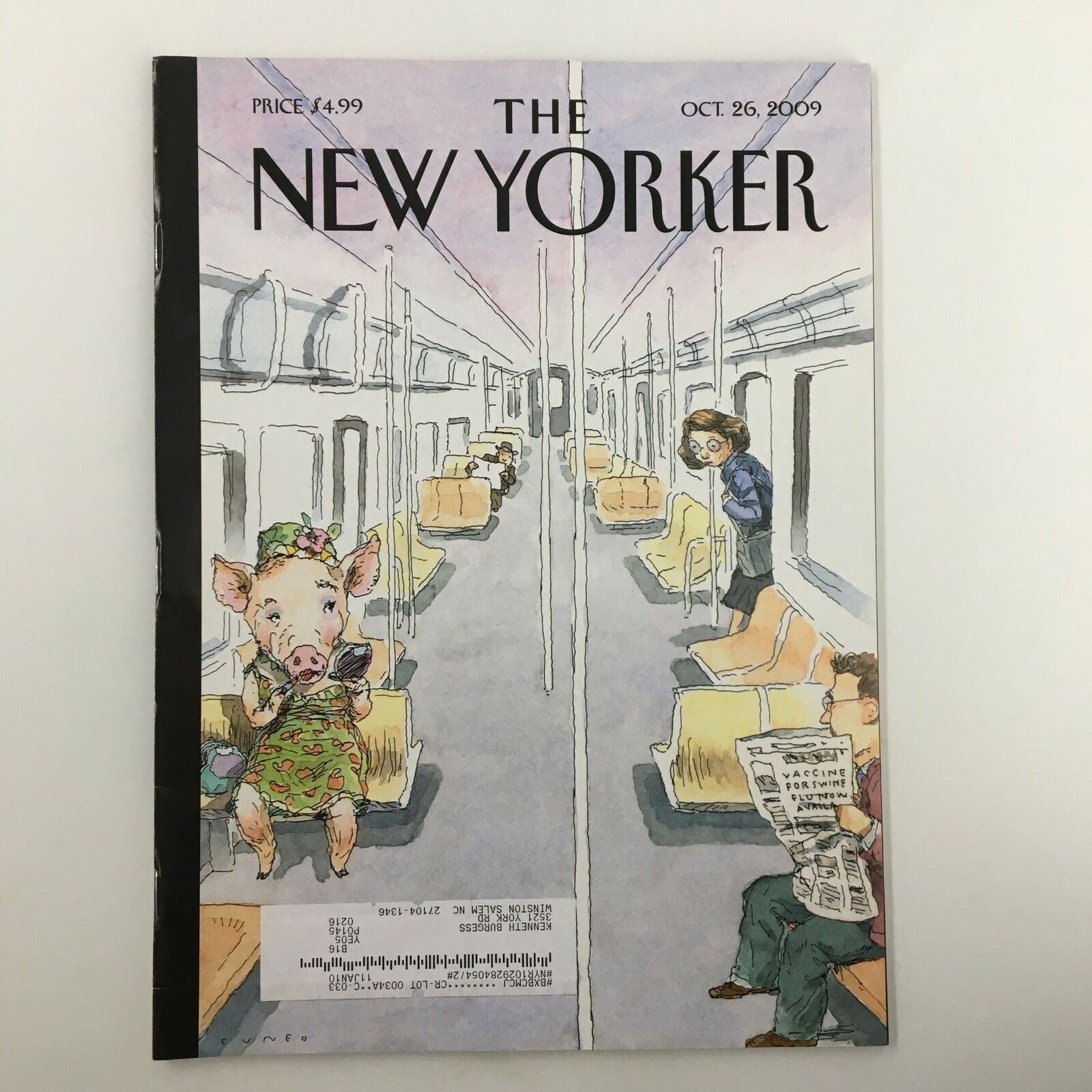 The New Yorker Full Magazine October 26 2009 Flu Season by John Cuneo VG