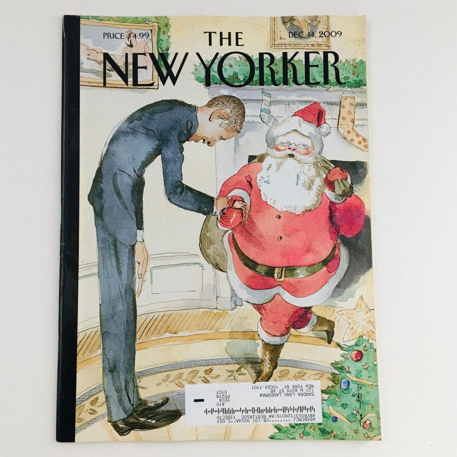 The New Yorker Magazine December 14 2009 Barack Obama Theme Cover by Barry Blitt