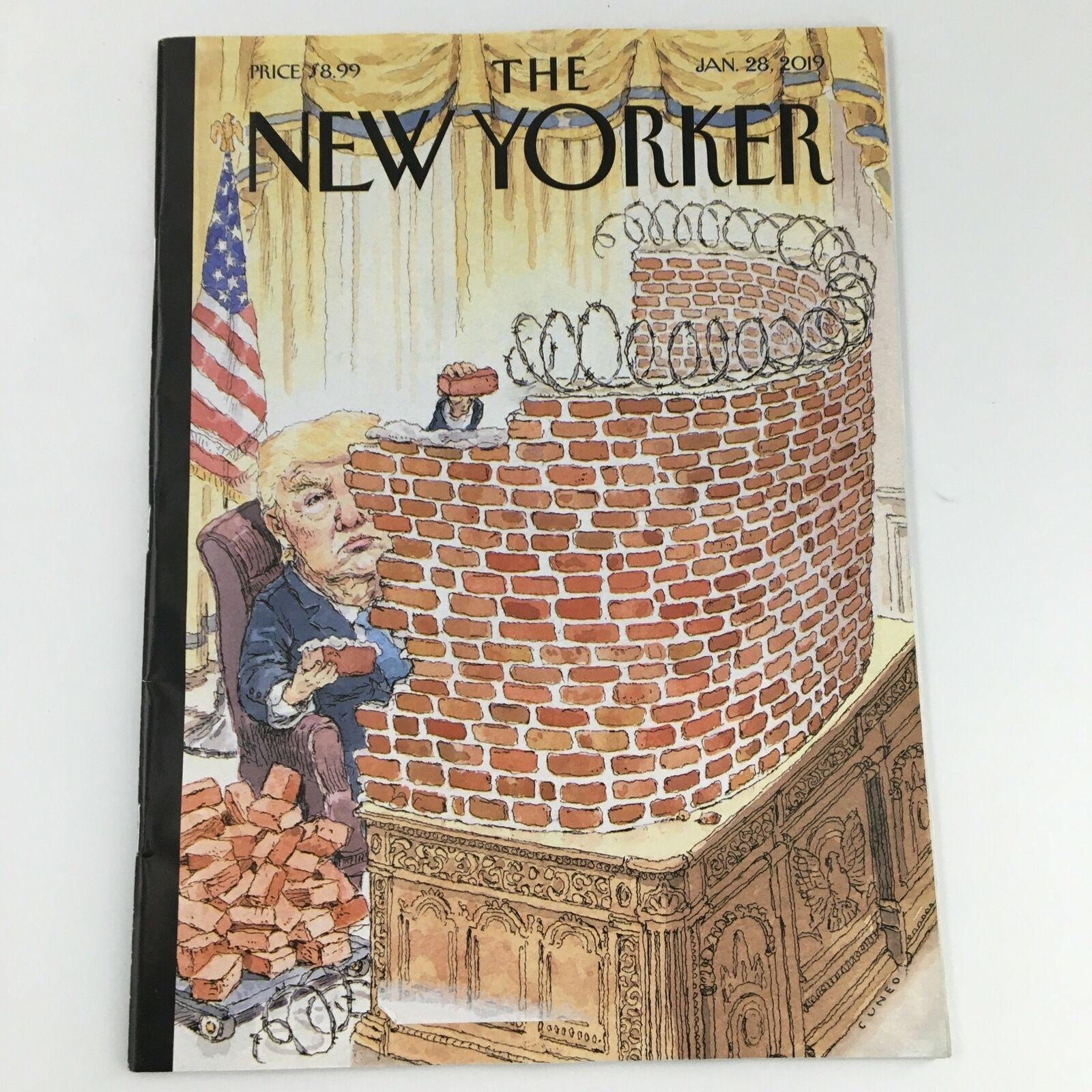 The New Yorker January 28 2019 Full Magazine Theme Cover Walled In by John Cuneo