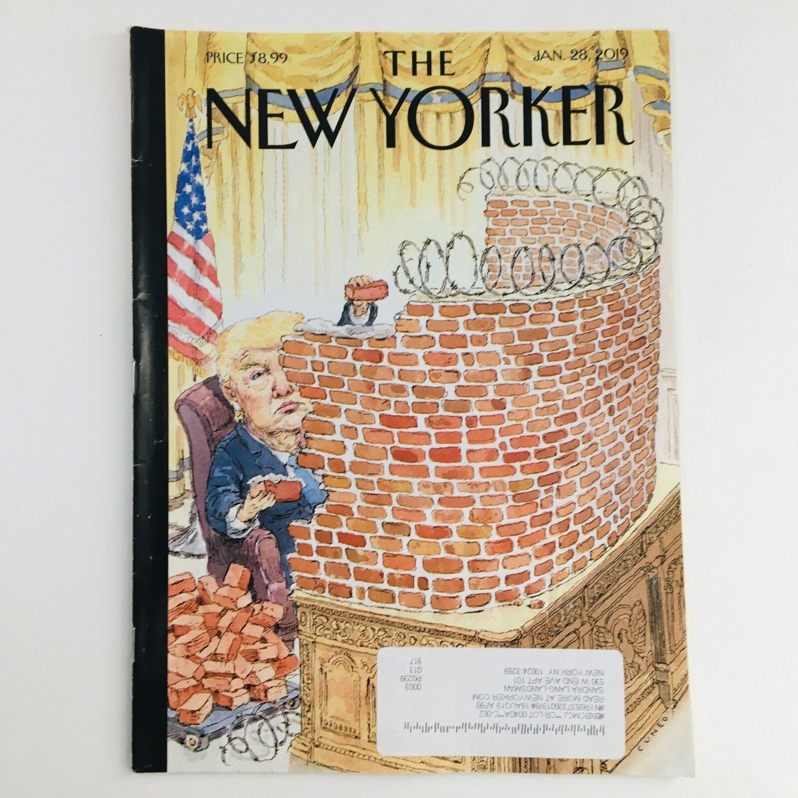 The New Yorker January 28 2019 Full Magazine Theme Cover by John Cuneo VG