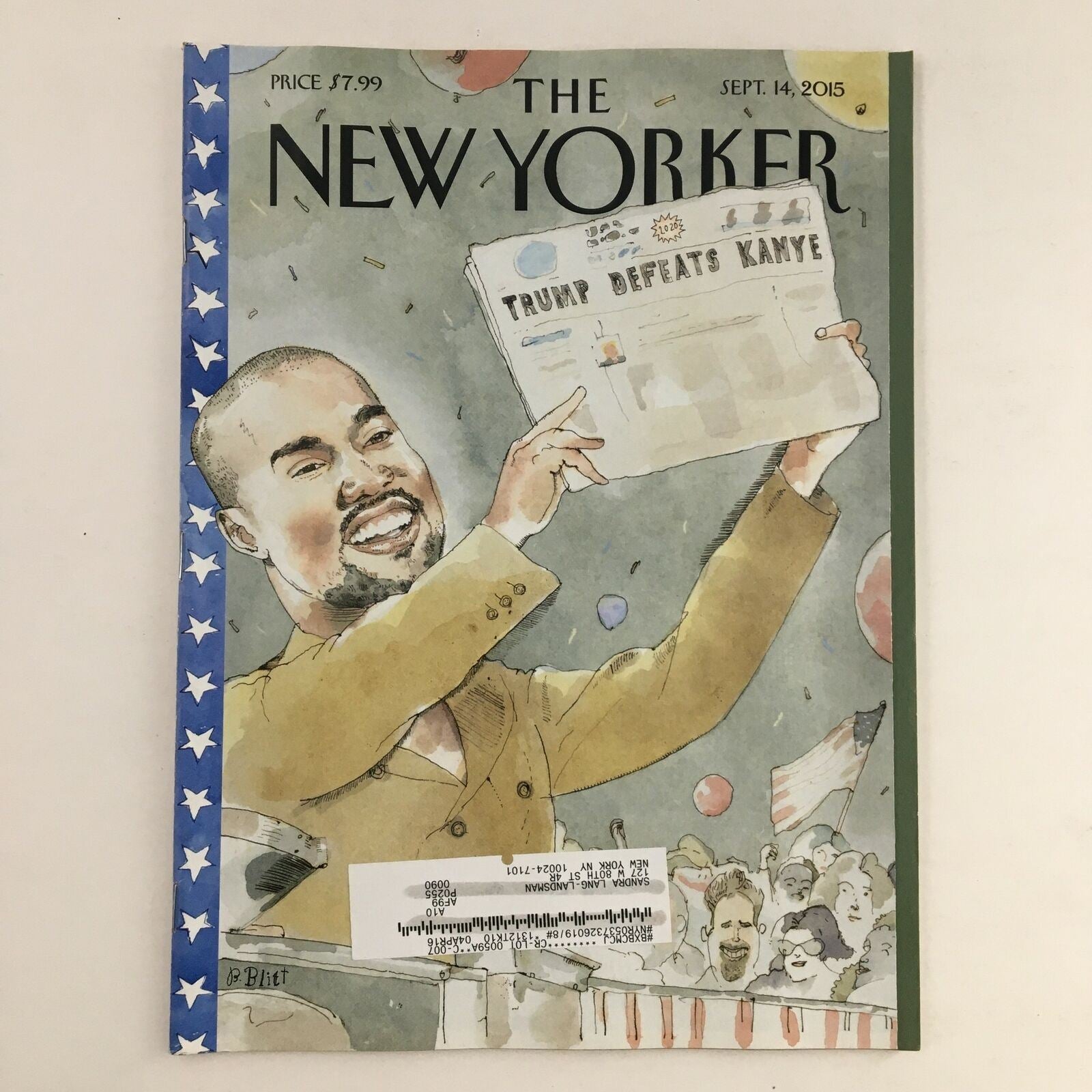 The New Yorker Magazine September 14 2015 Kanye West Cover by Barry Blitt