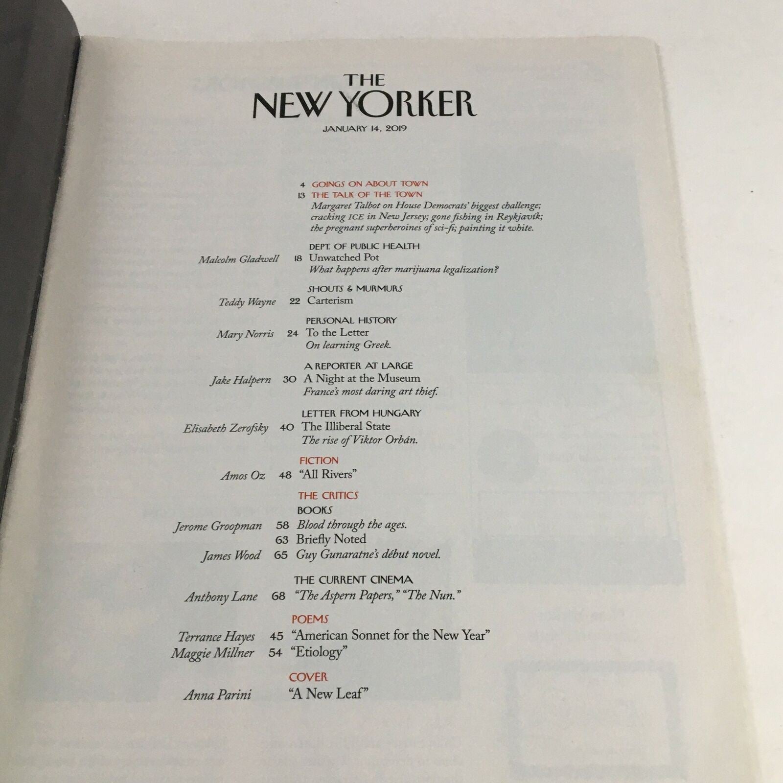 The New Yorker Full Magazine January 14 2019 A New Leaf by Anna Parini