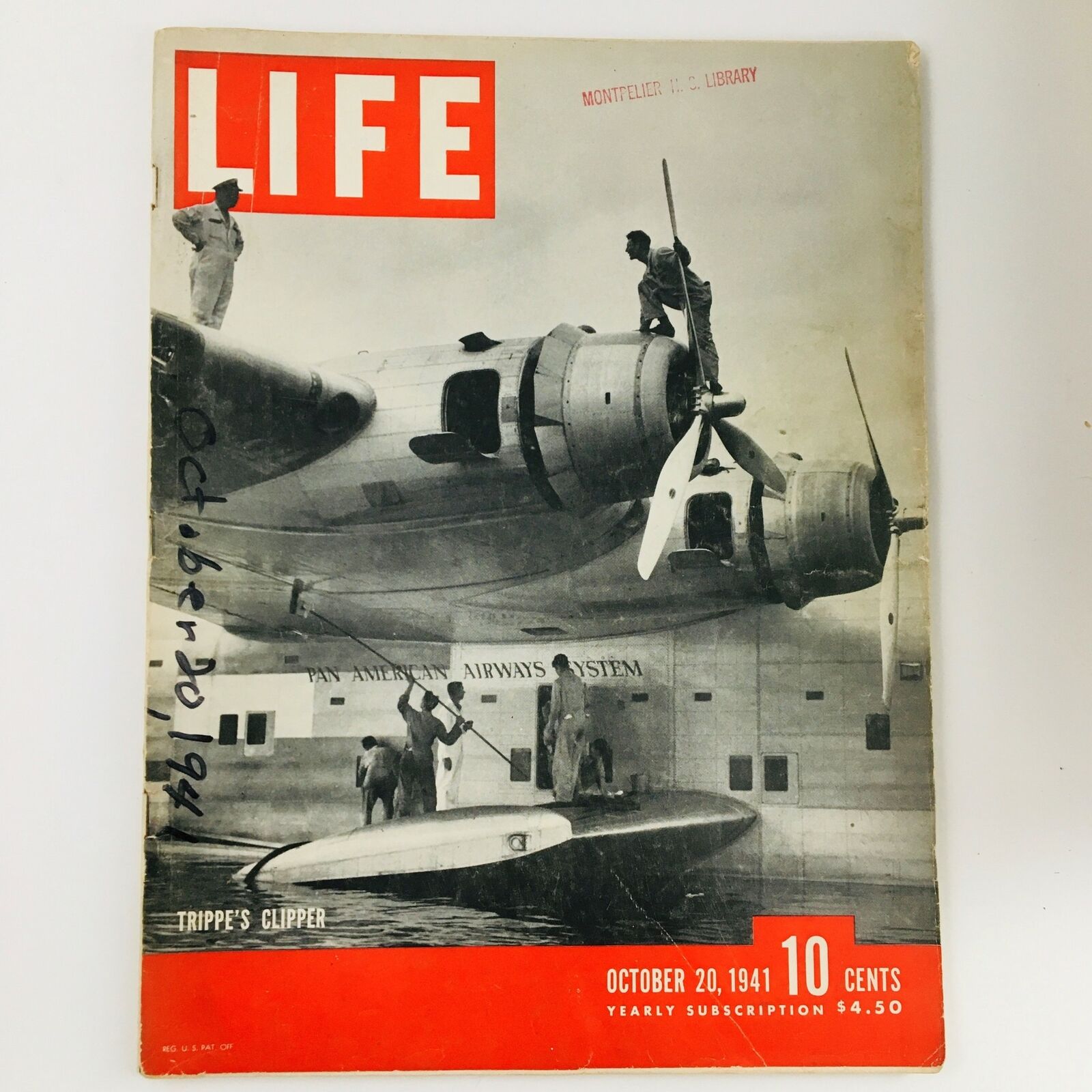 VTG Life Magazine October 20 1941 Trippe's Clipper Pan American Airways No Label