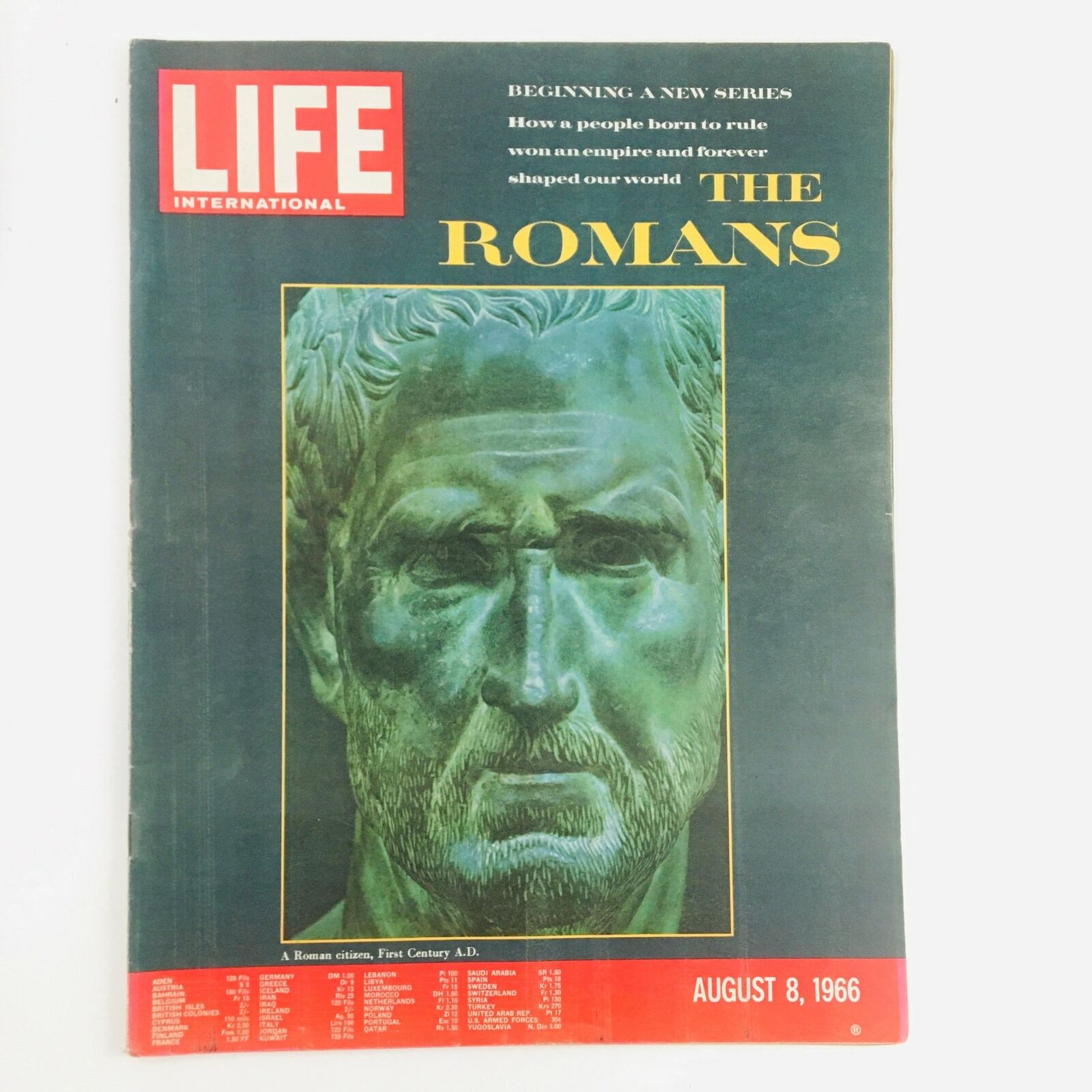 Life International Magazine August 8 1966 Roman Citizen 1st Century AD No Label