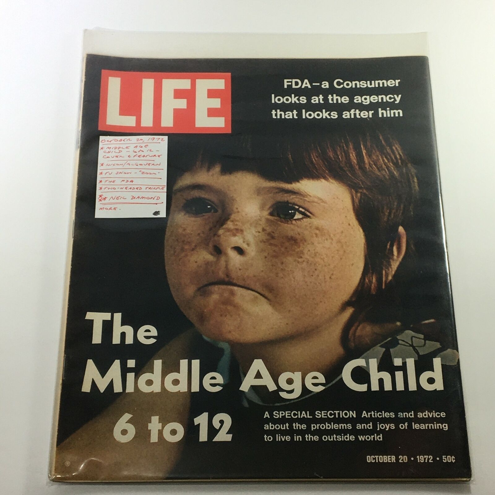 VTG Life Magazine October 20 1972 Middle Age Child 6-12 Cover Feature, Newsstand