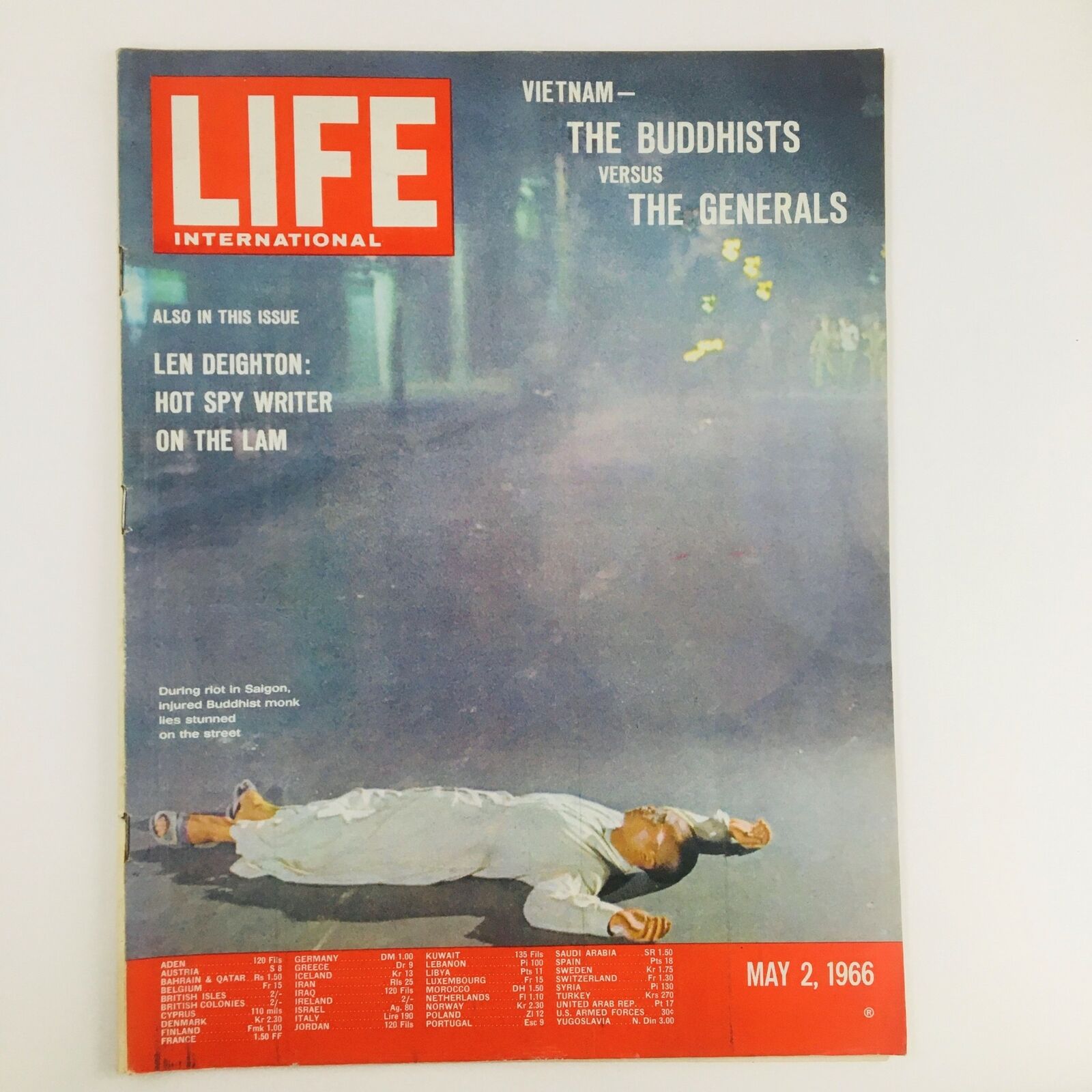 Life International Magazine May 2 1966 Injured Buddhist Monk in Saigon No Label