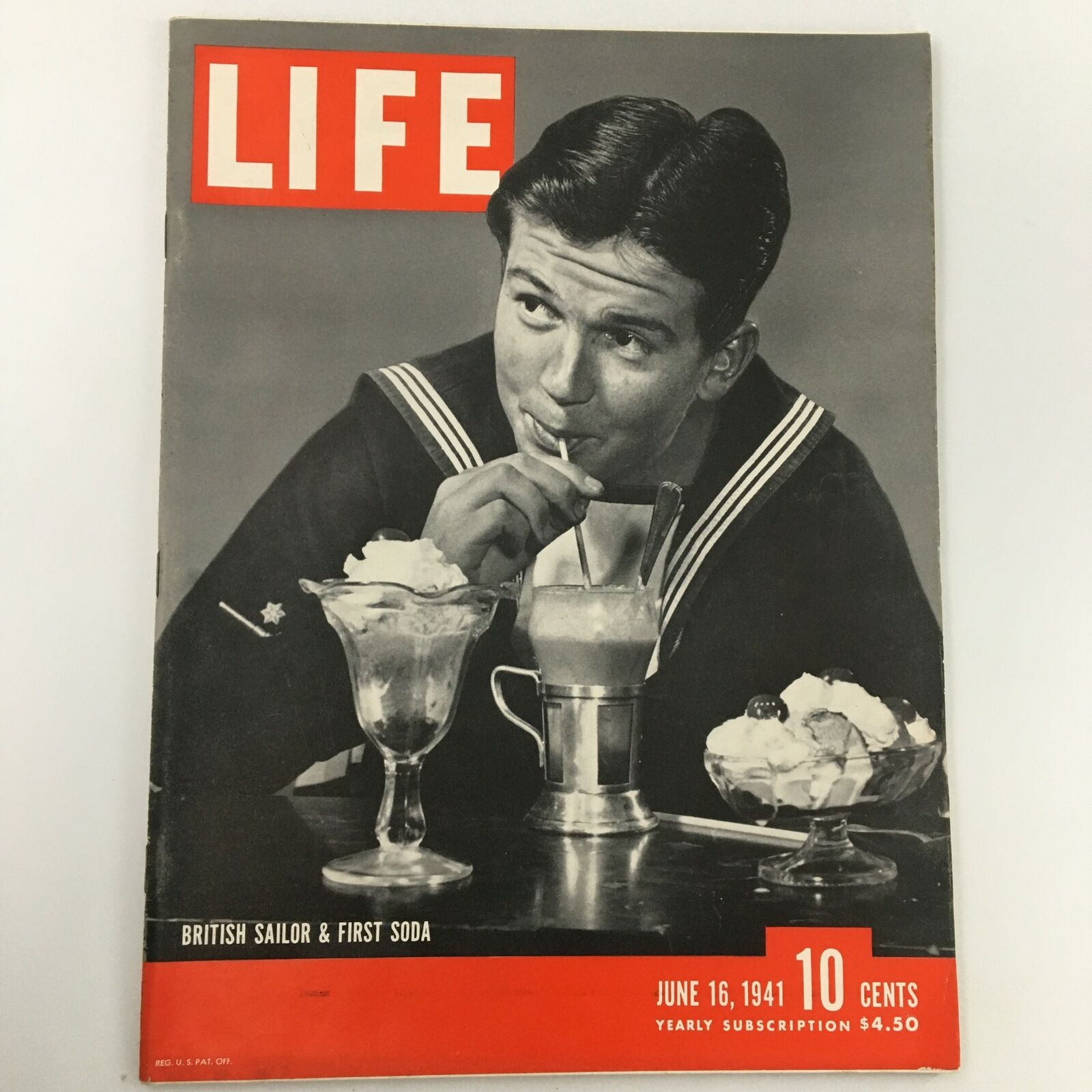 VTG Life Magazine June 16 1941 British Sailor and First Soda Newsstand