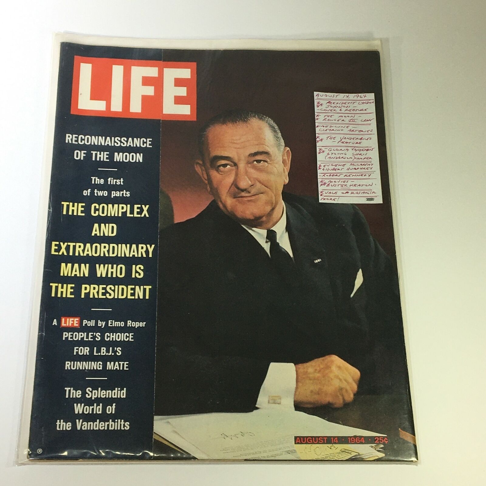 VTG Life Magazine August 14 1964 Pres. Lyndon B. Johnson Cover, Newsstand