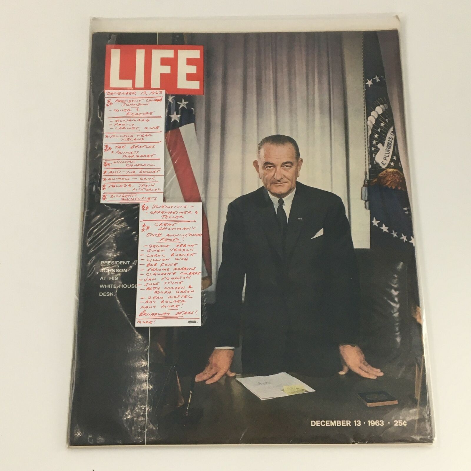 VTG Life Magazine December 13 1963 President Lyndon B. Johnson Photo, Newsstand