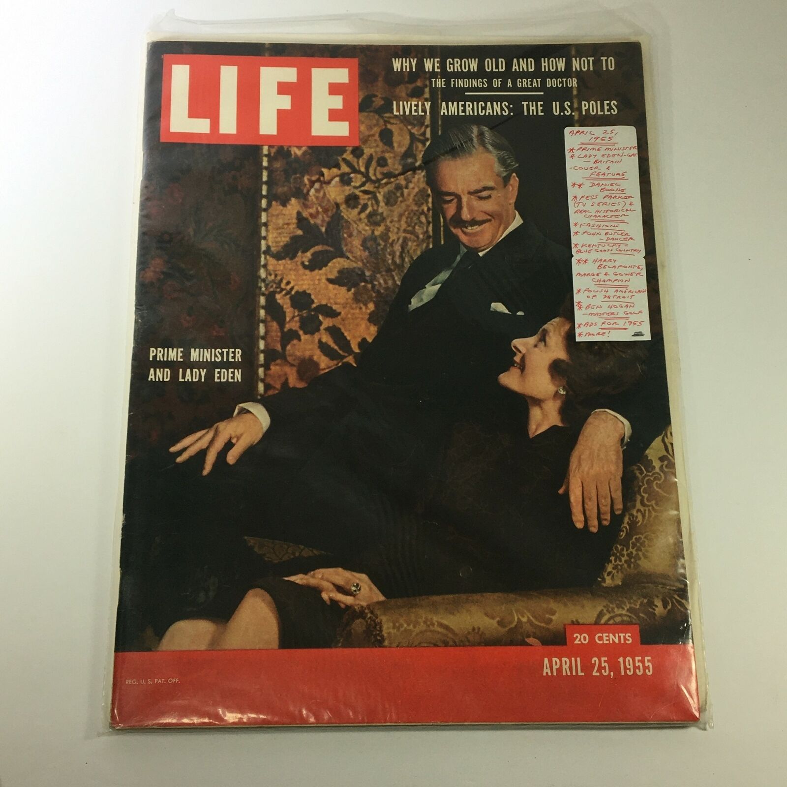 VTG Life Magazine April 25 1955 Anthony Eden & Lady Eden Cover, Newsstand