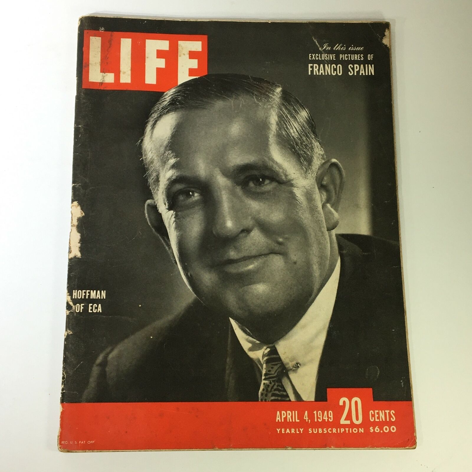 VTG Life Magazine April 4 1949 Paul Hoffman of ECA Spain Cover, Newsstand