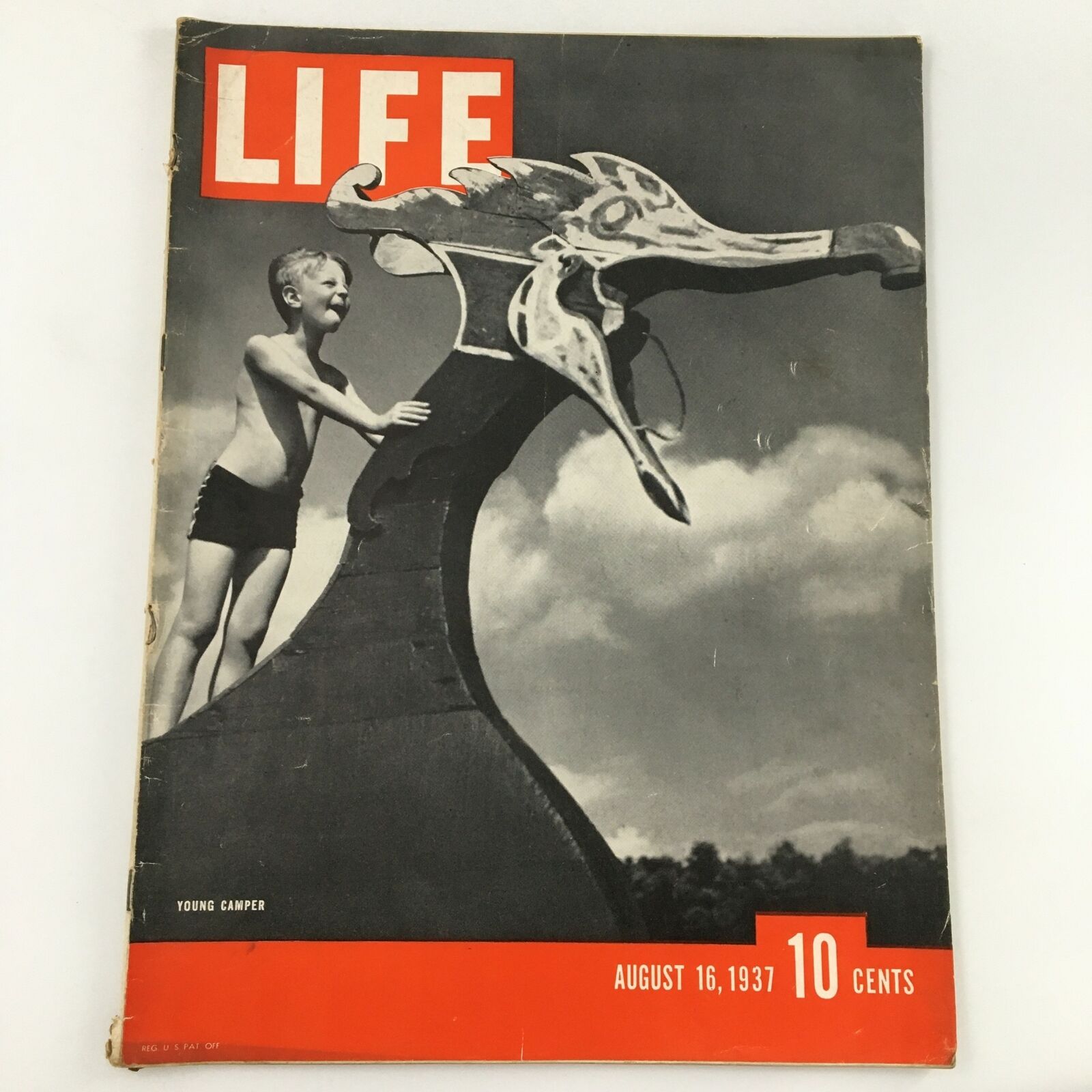 VTG Life Magazine August 16 1937 Young Camper, Boys Summer Camp Newsstand