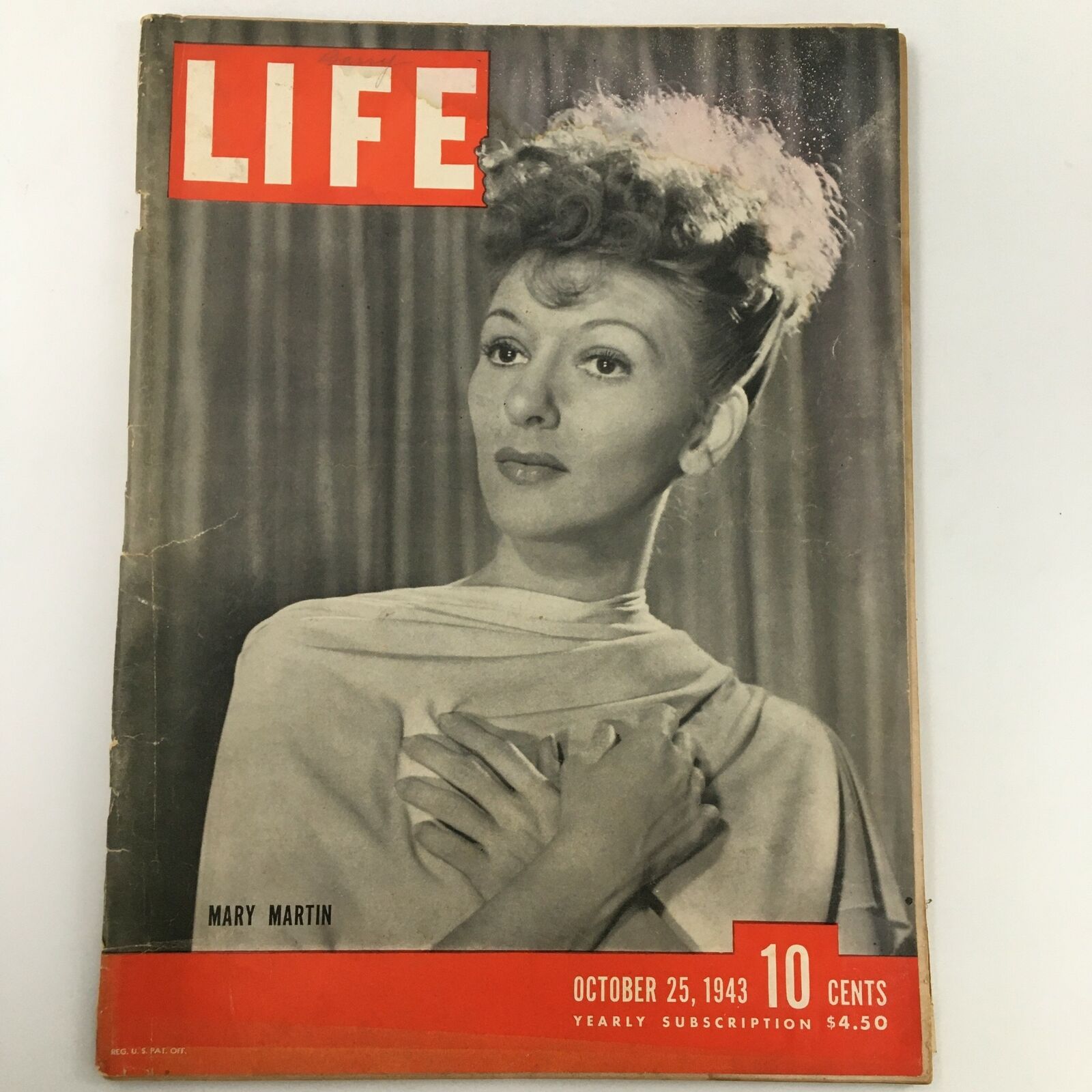 VTG Life Magazine October 25 1943 American Actress Mary Martin Cover Newsstand